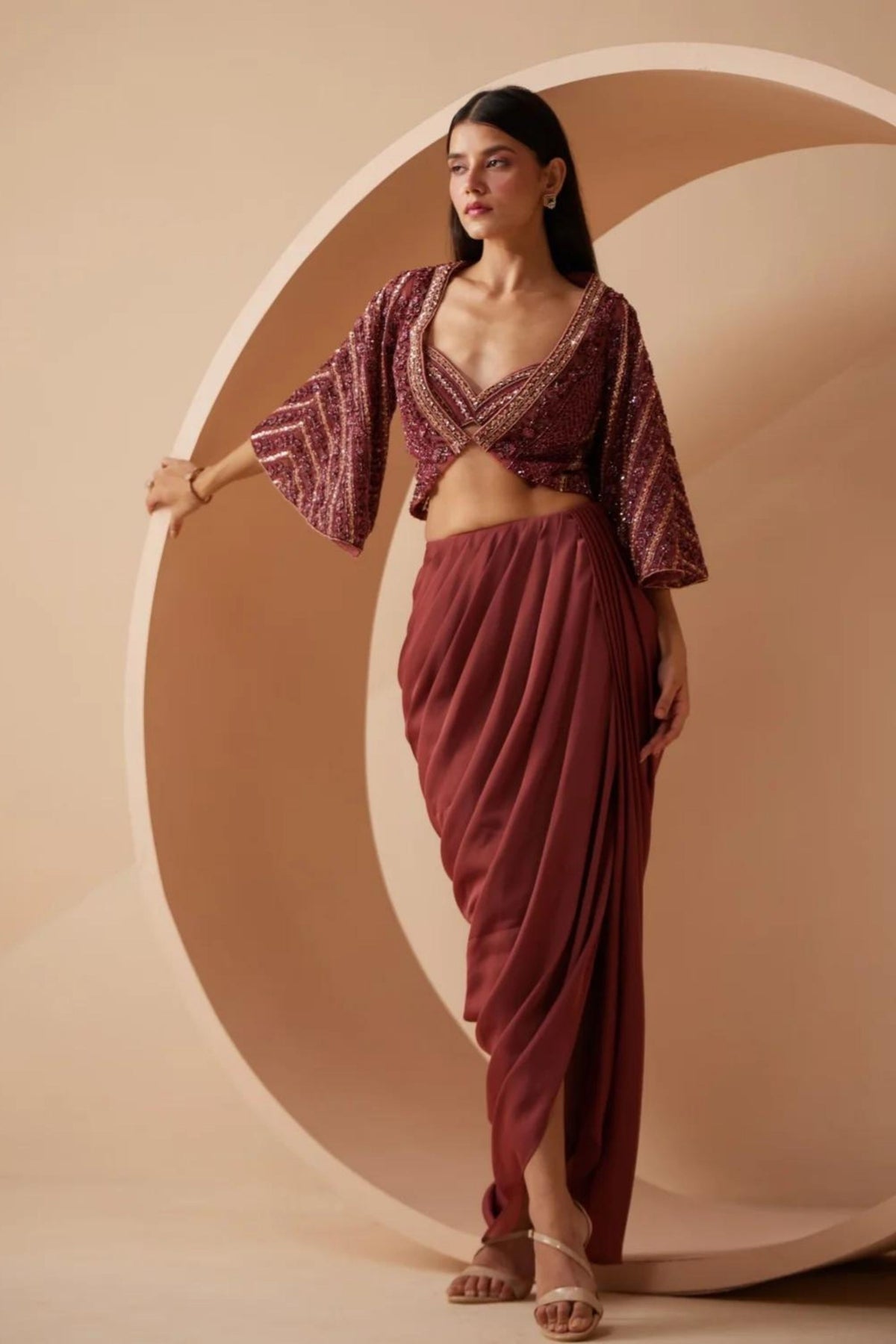 Divine Maroon Indo Western