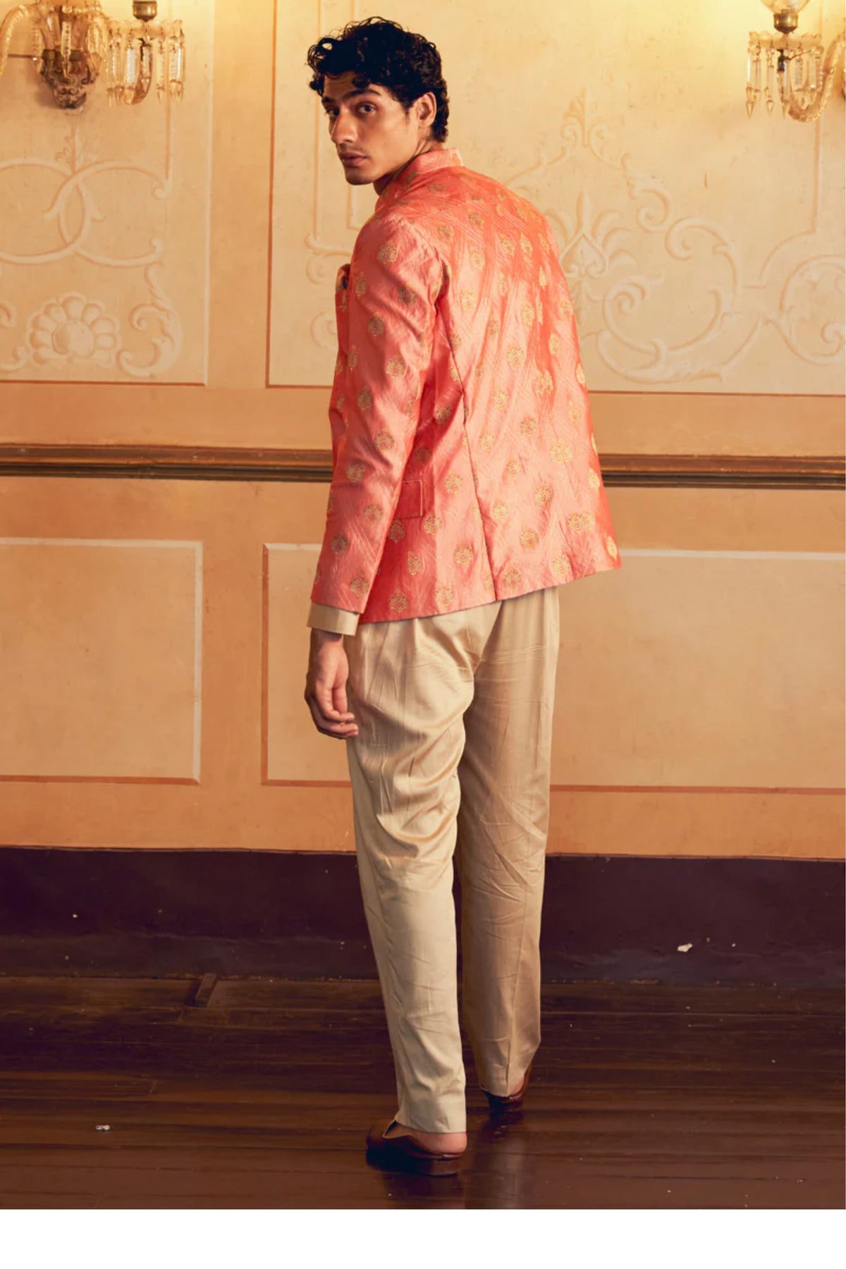 Coral Jacquard Banarasi Jacket