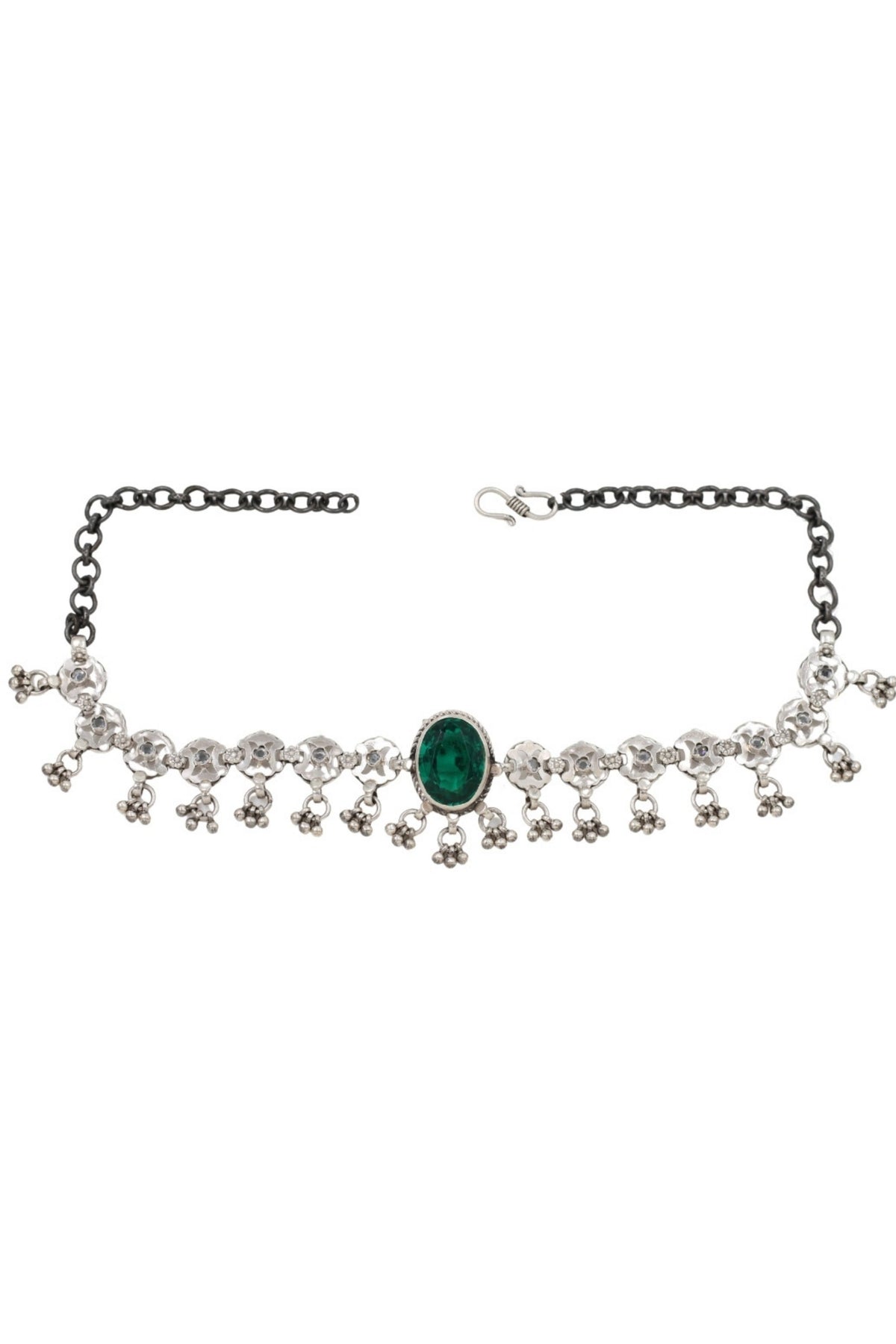 Majestic Elegant Silver Green Necklace