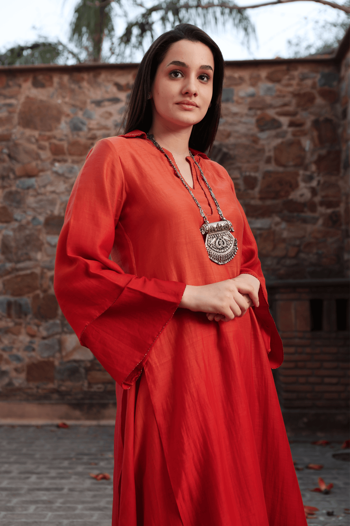 Red Pink Ombre Kurta Nd Pant