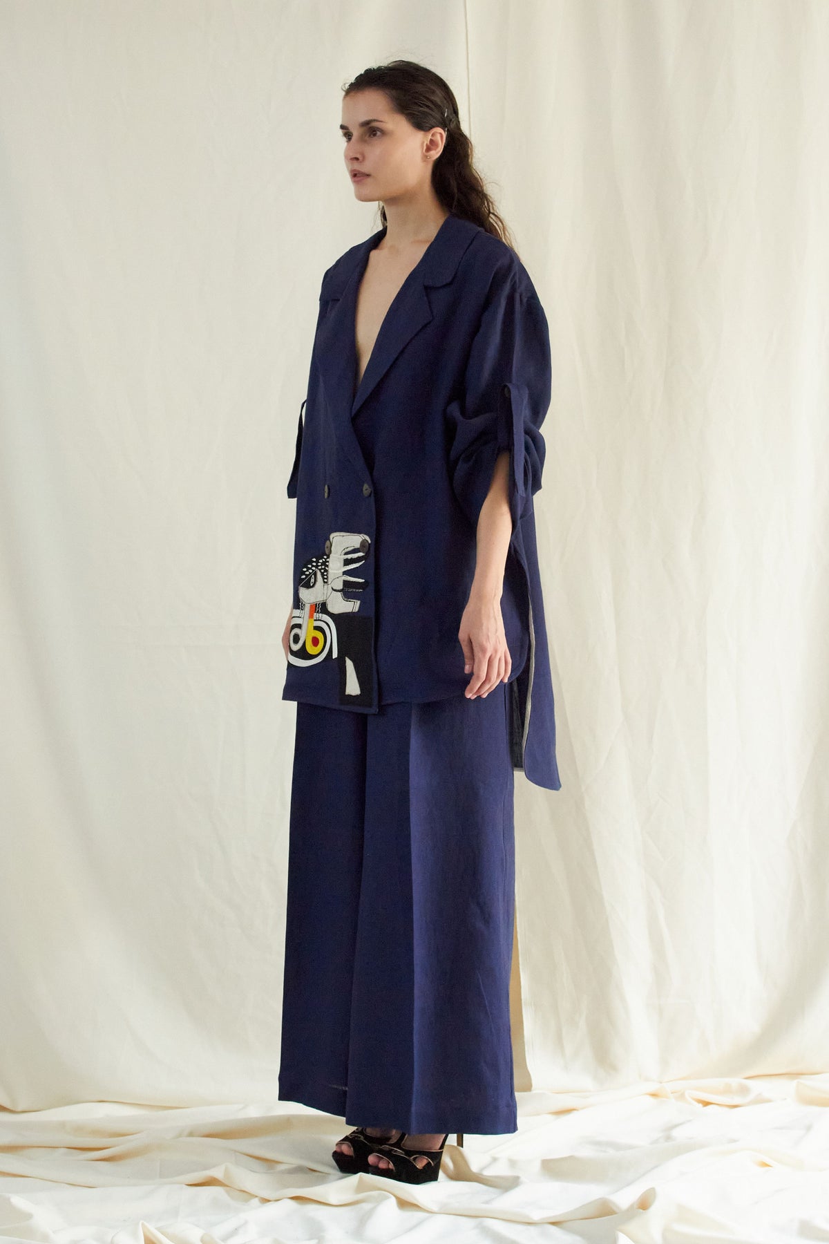 Blue Linen Oversized Co-ord Set