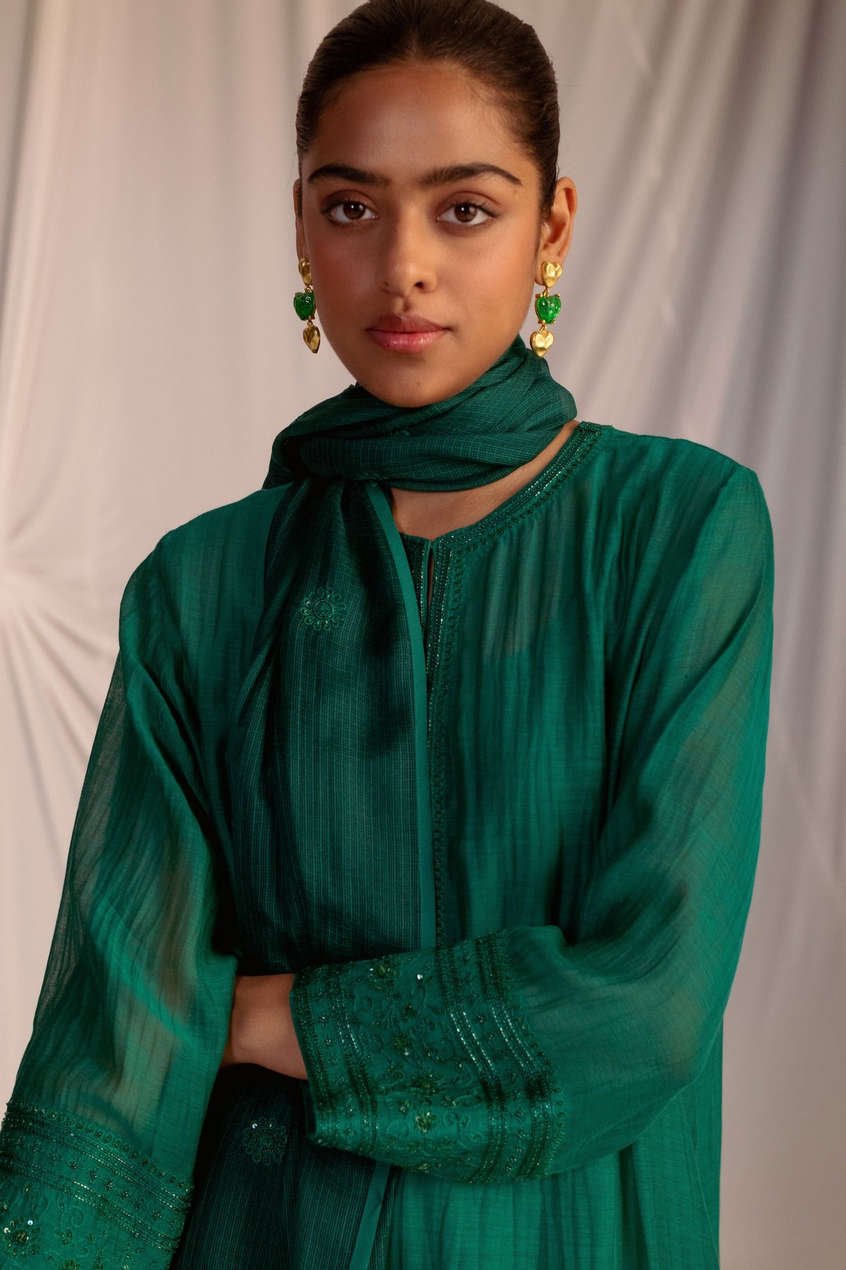 Evergreen Embroidered Tunic &amp; Trouser Set
