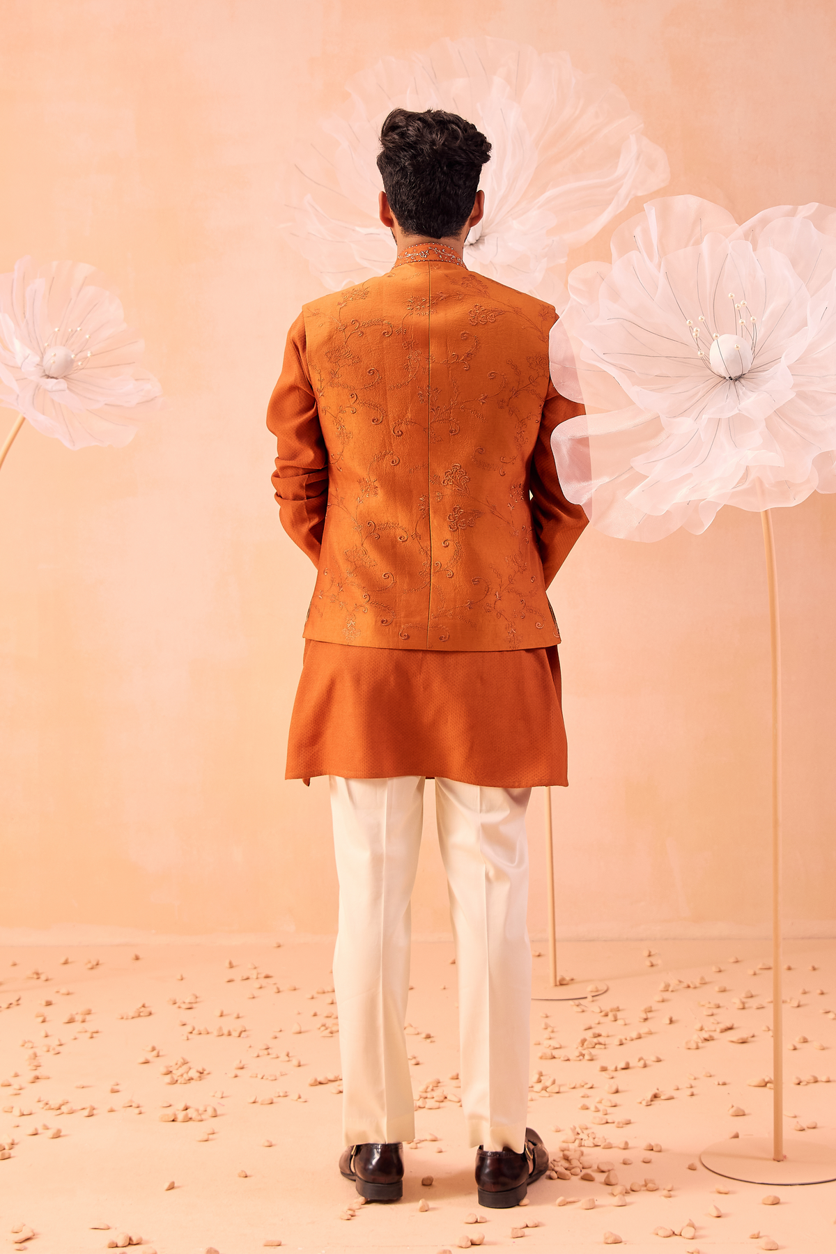 Burnt Orange Nehru Jacket Set