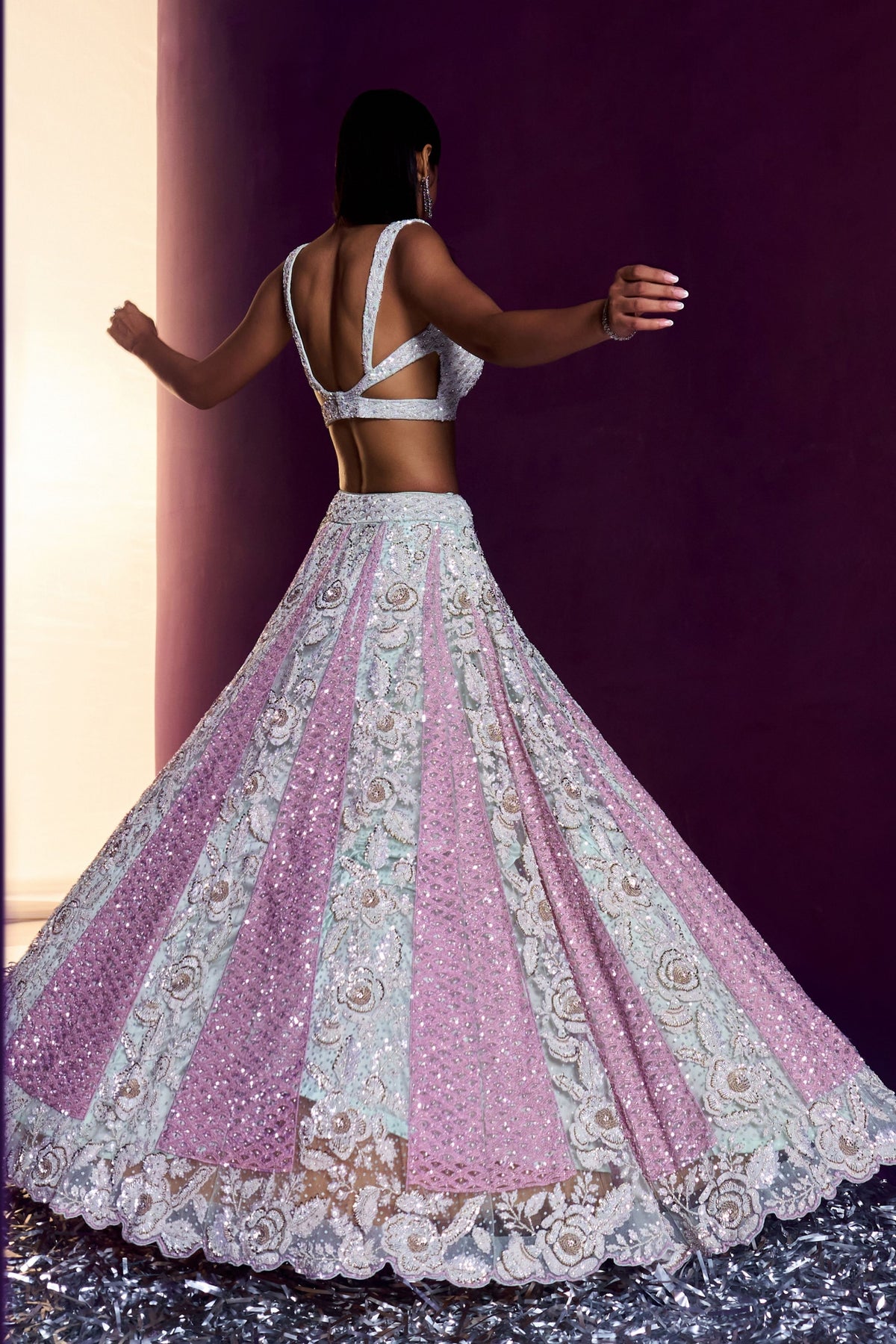 Pink Ivory Net Lehenga Set