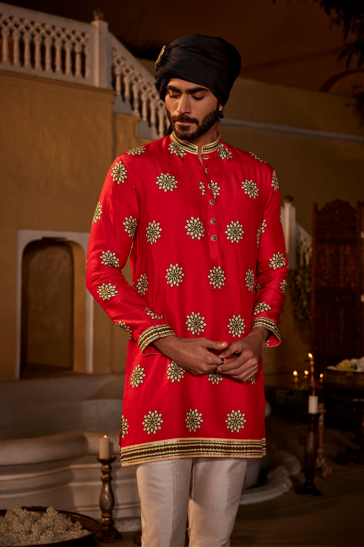 Red Printed Kurta With Pant