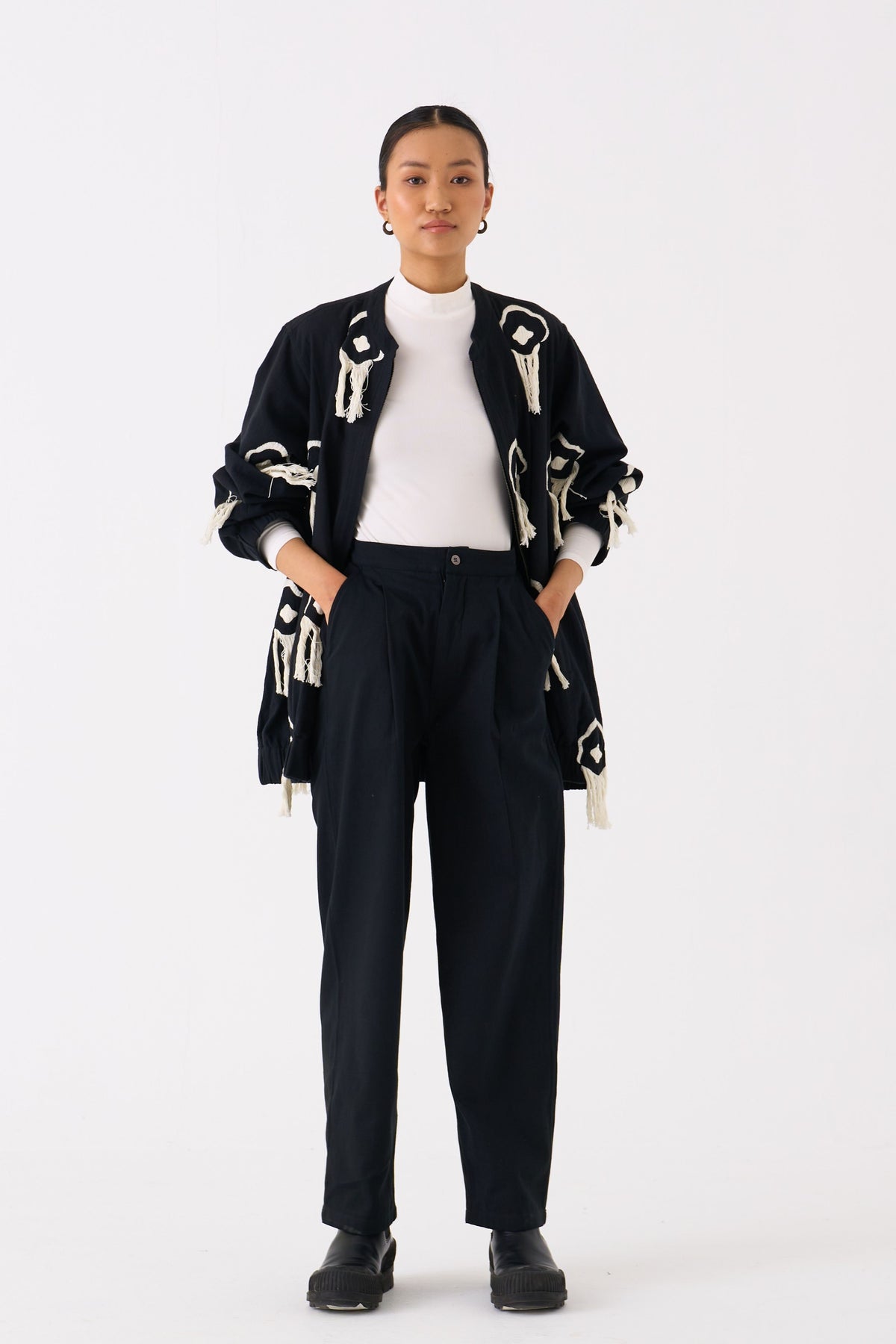 Fringe Black Jacket Co-ord