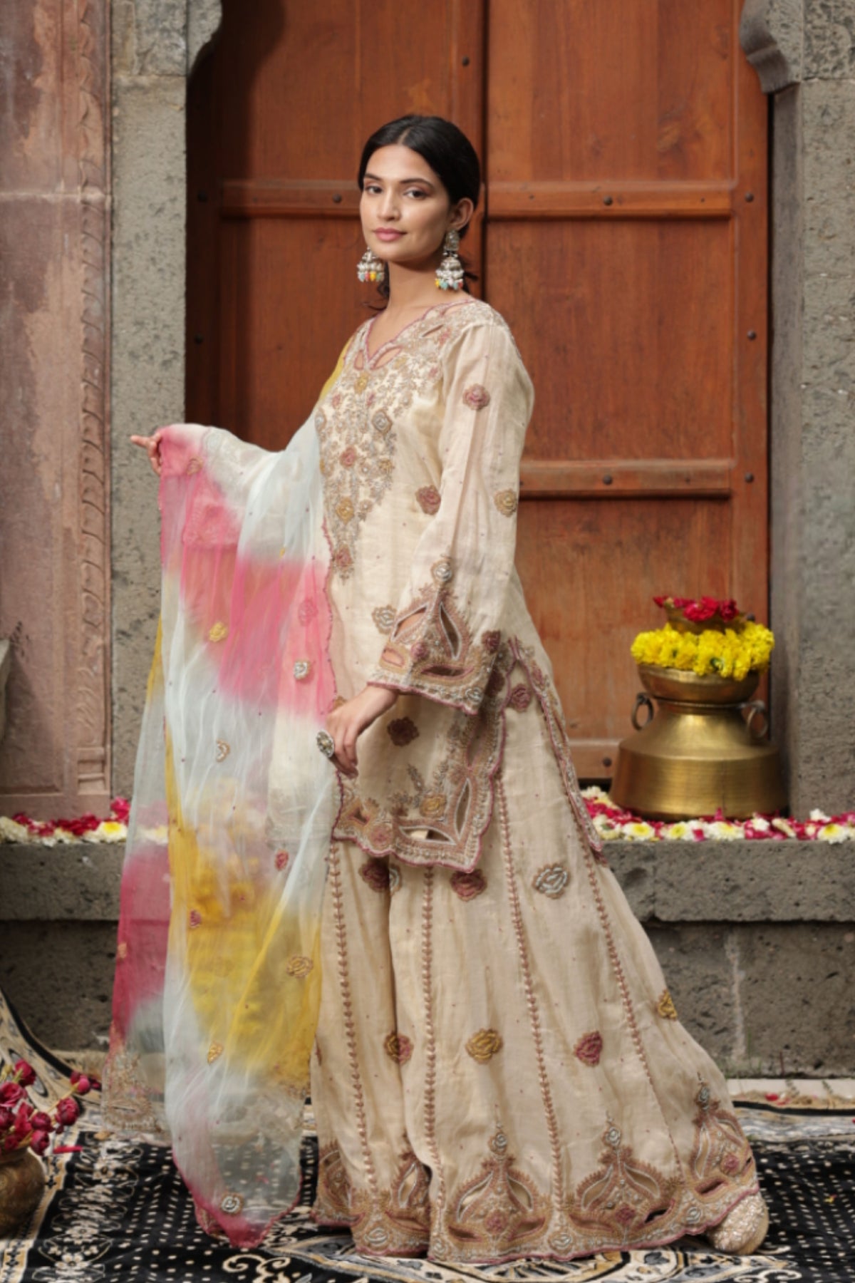 Beige Sharara Set