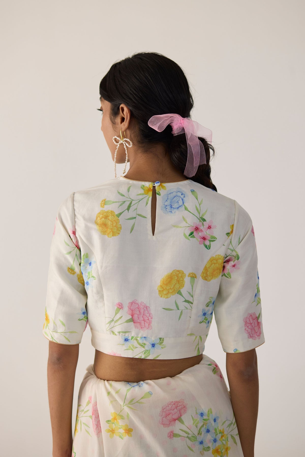 Marigold Round Neck Satin Blouse