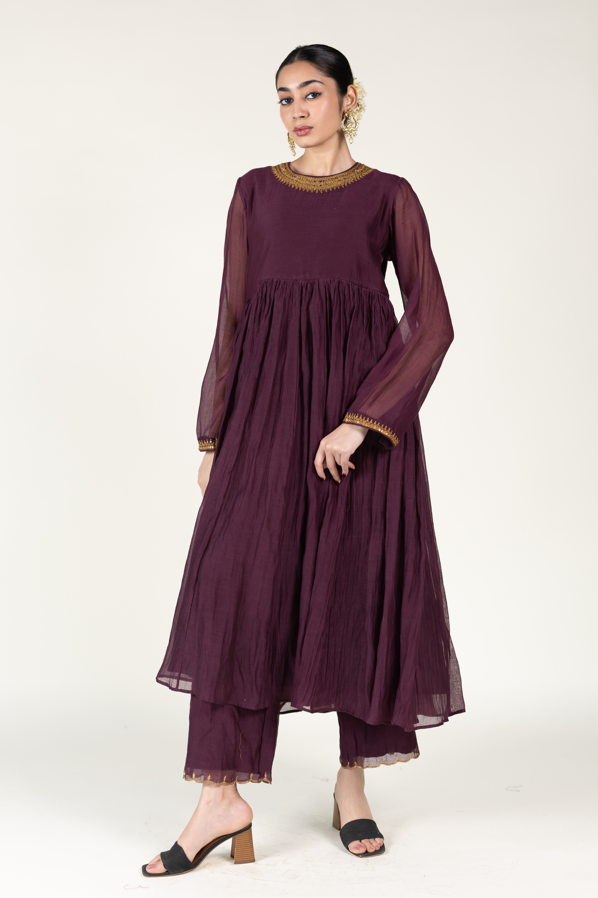 Plum Sajida Jama Tunic Set