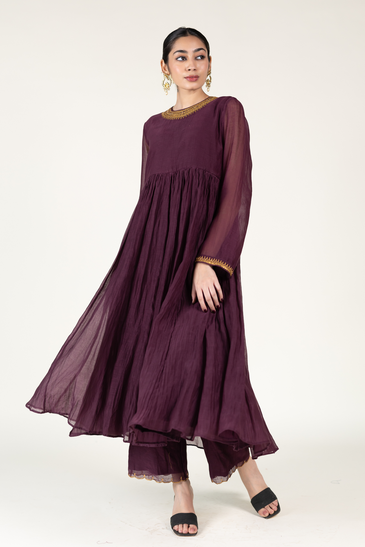 Plum Sajida Jama Tunic Set