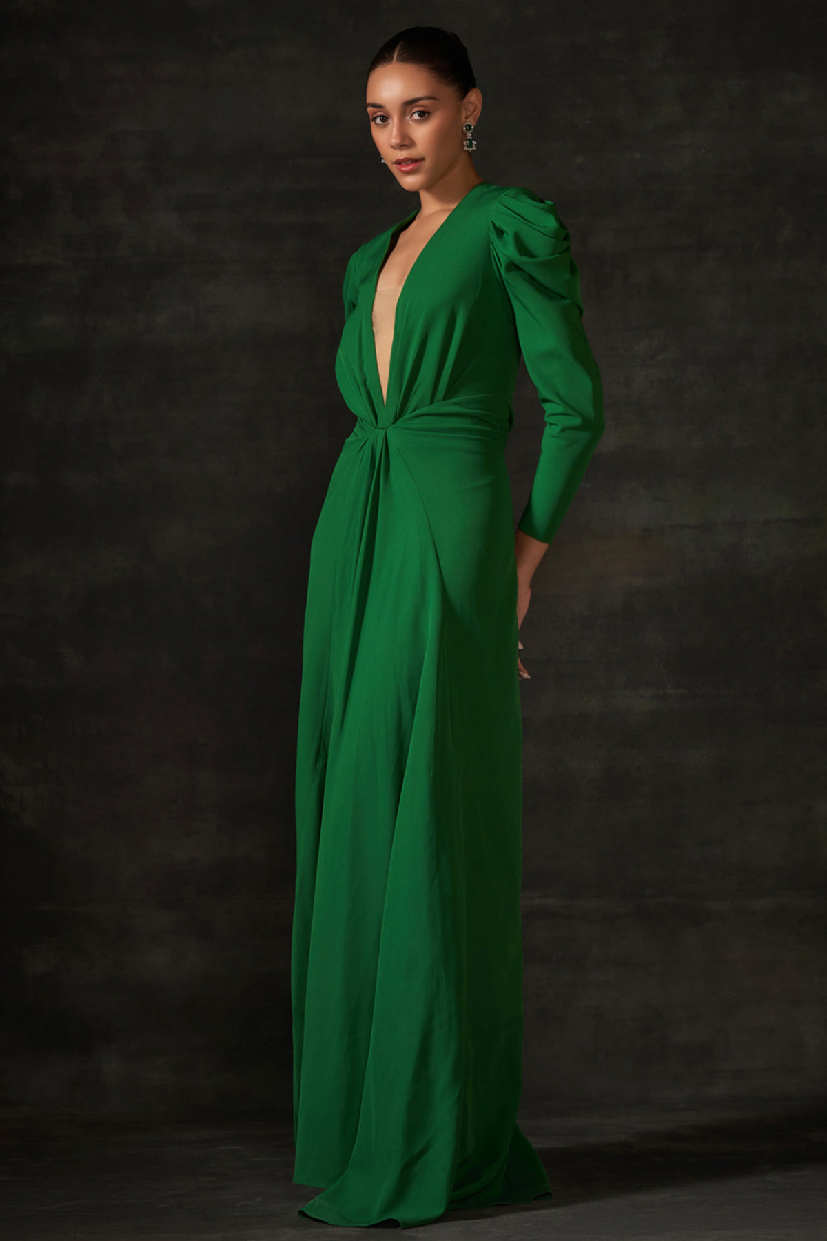 Green Long Drape Dress