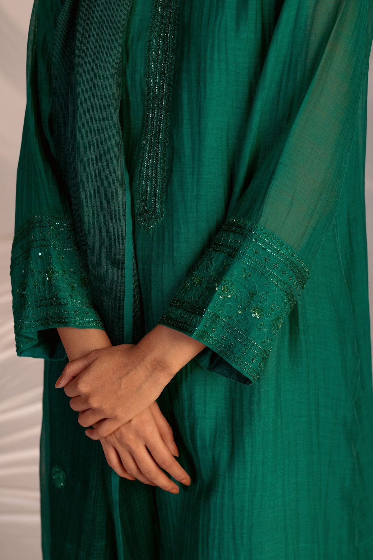 Evergreen Embroidered Tunic &amp; Trouser Set