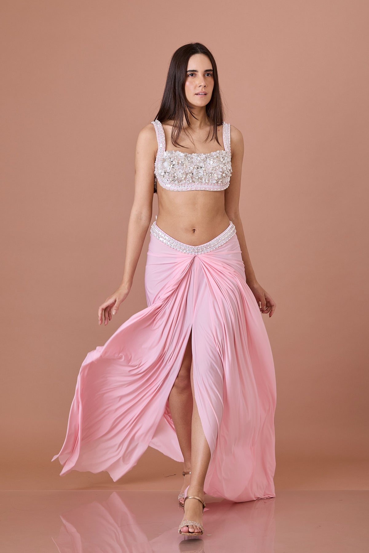 Light Pink Drape Skirt Set