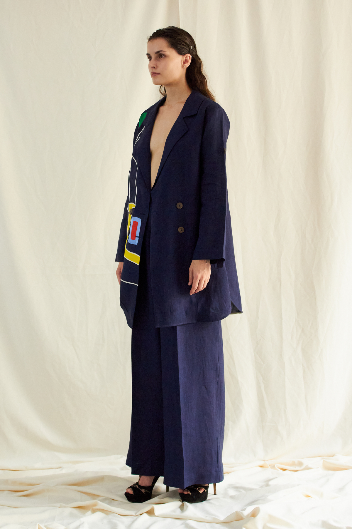 Blue Linen Oversized Co-ord Set