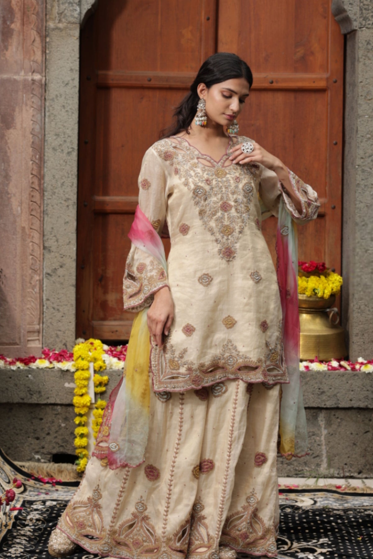 Beige Sharara Set