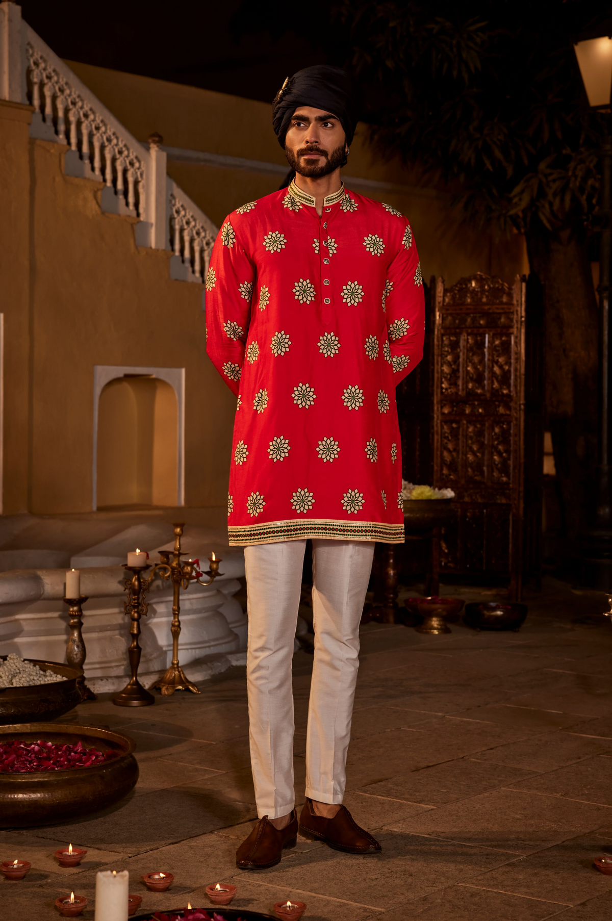 Red Printed Kurta With Pant