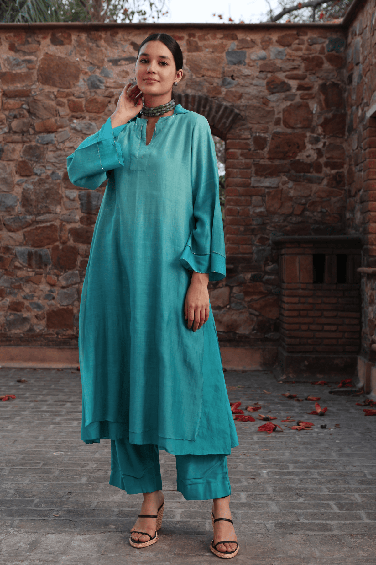 Sea Blue Ombre Kurta And Pant