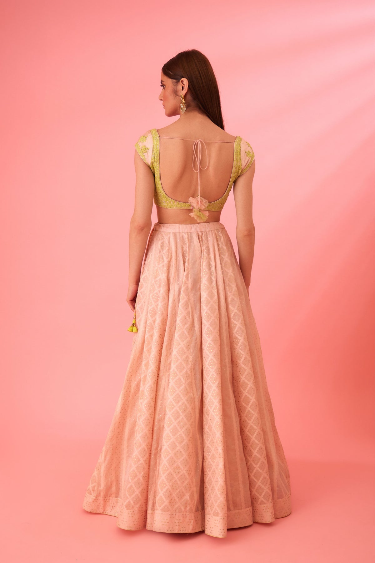 Crystal rose pink Lehenga set