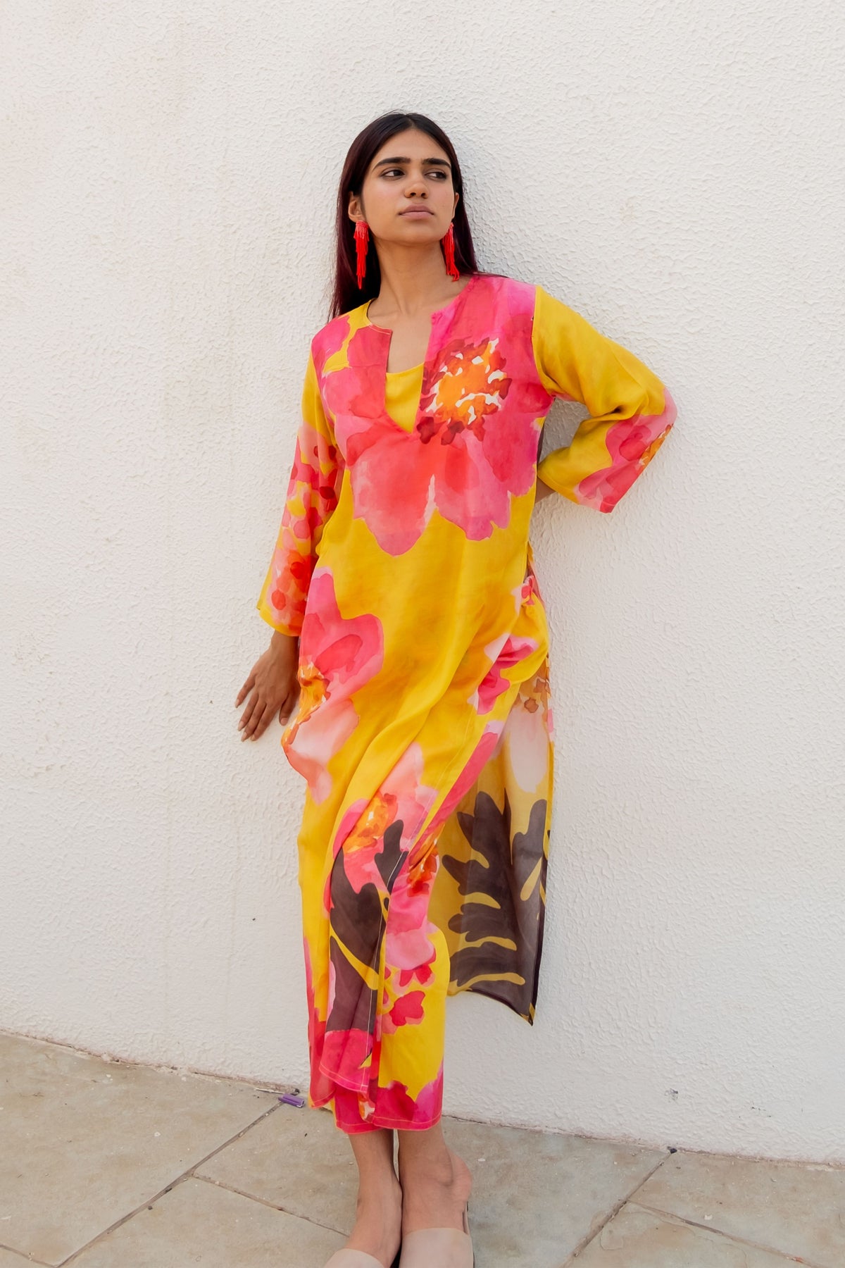 Tuscany Yellow Flowers Kurta Set