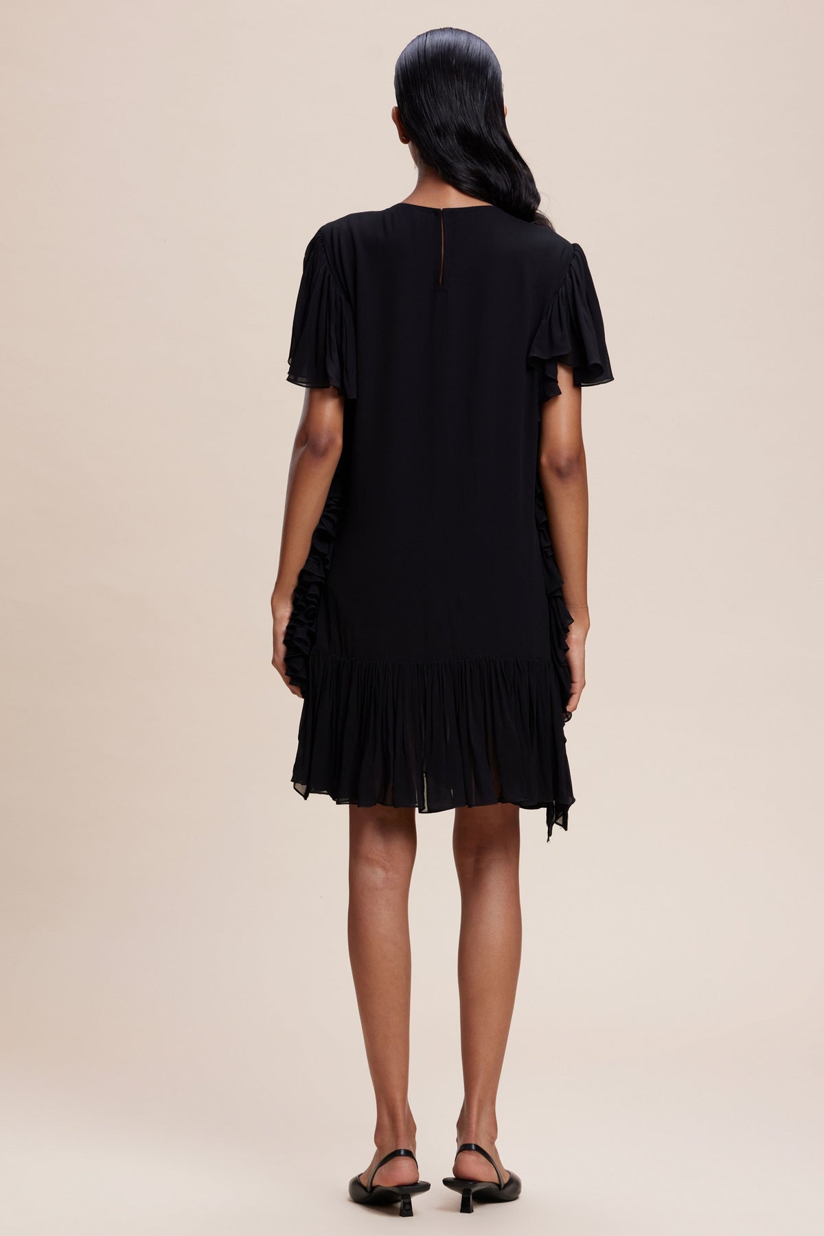 Black Midi Ruffle Dress