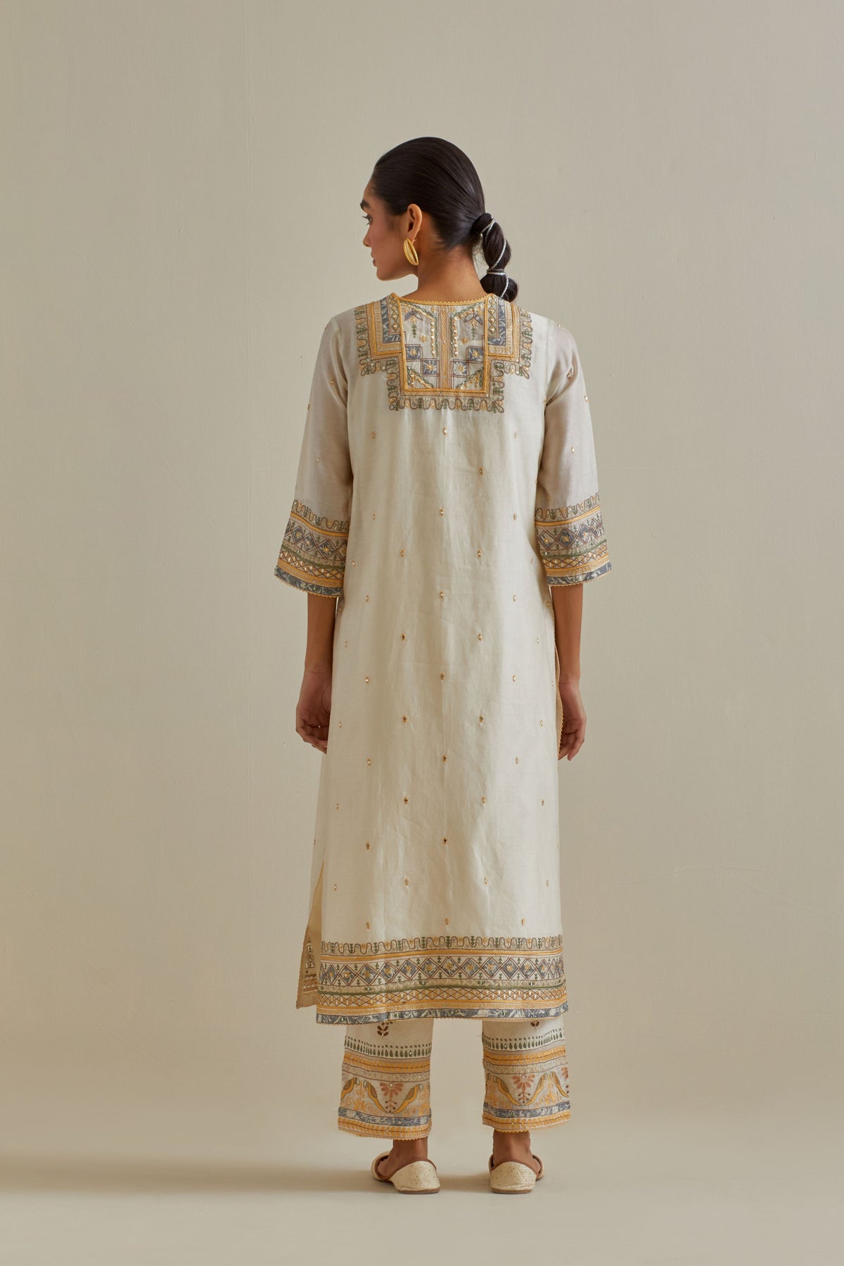 Yellow Chanderi Straght Kurta Set