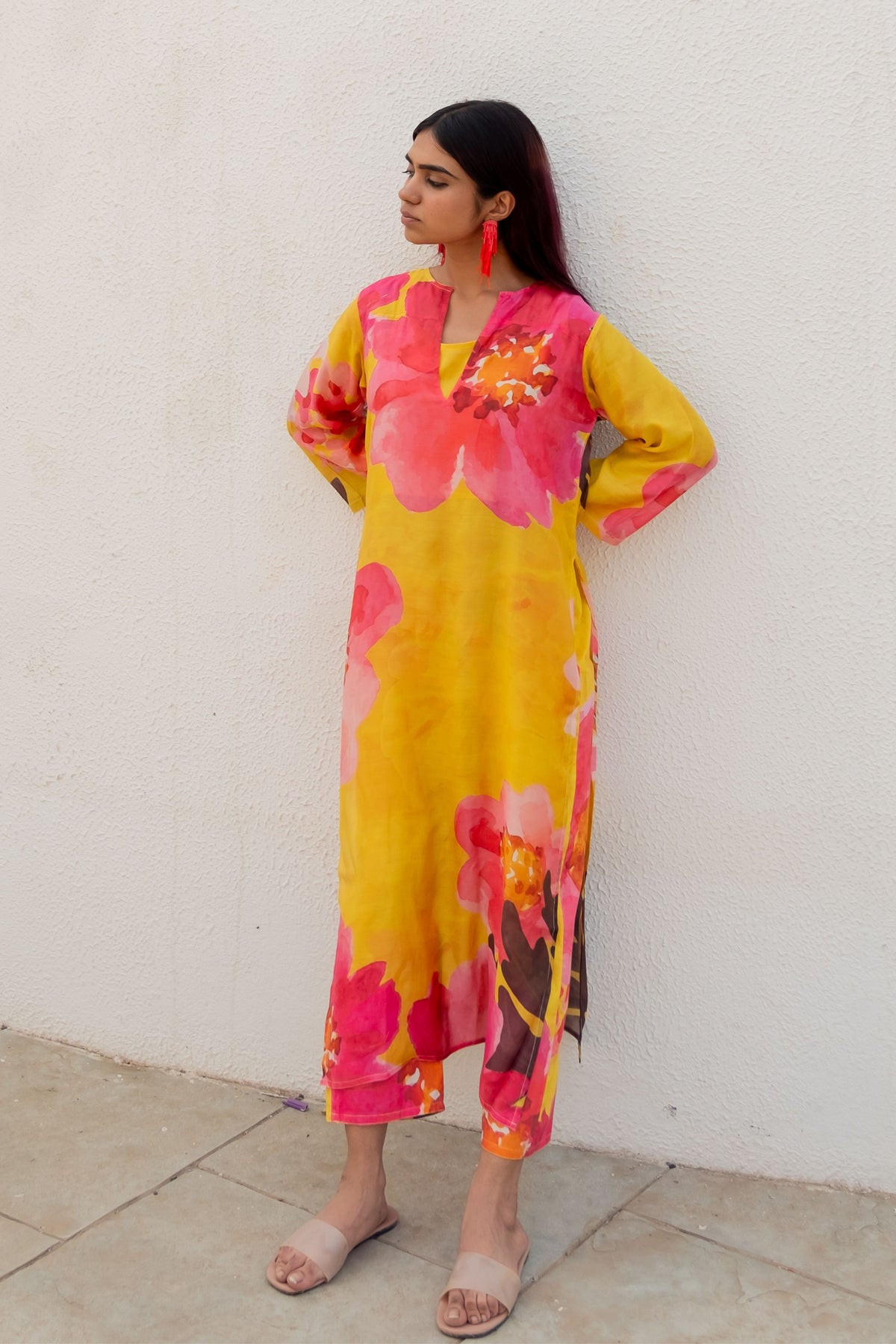 Tuscany Flowers Kurta With Slip