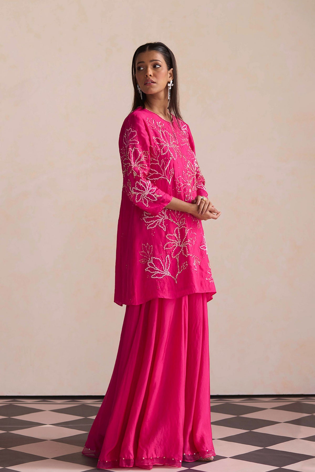 Hot Pink Sharara Set