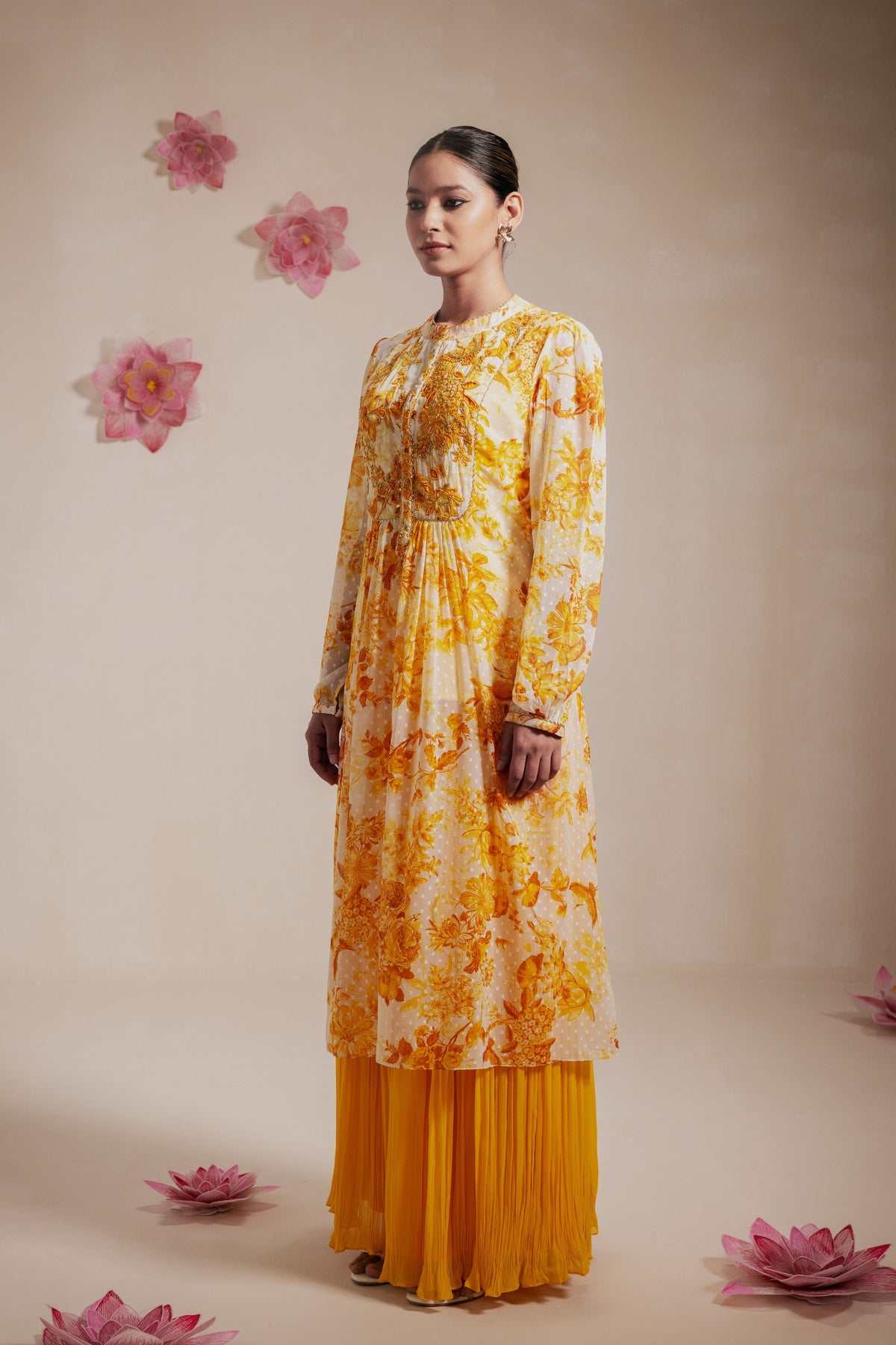 Yellow Embroidered Sharara Set