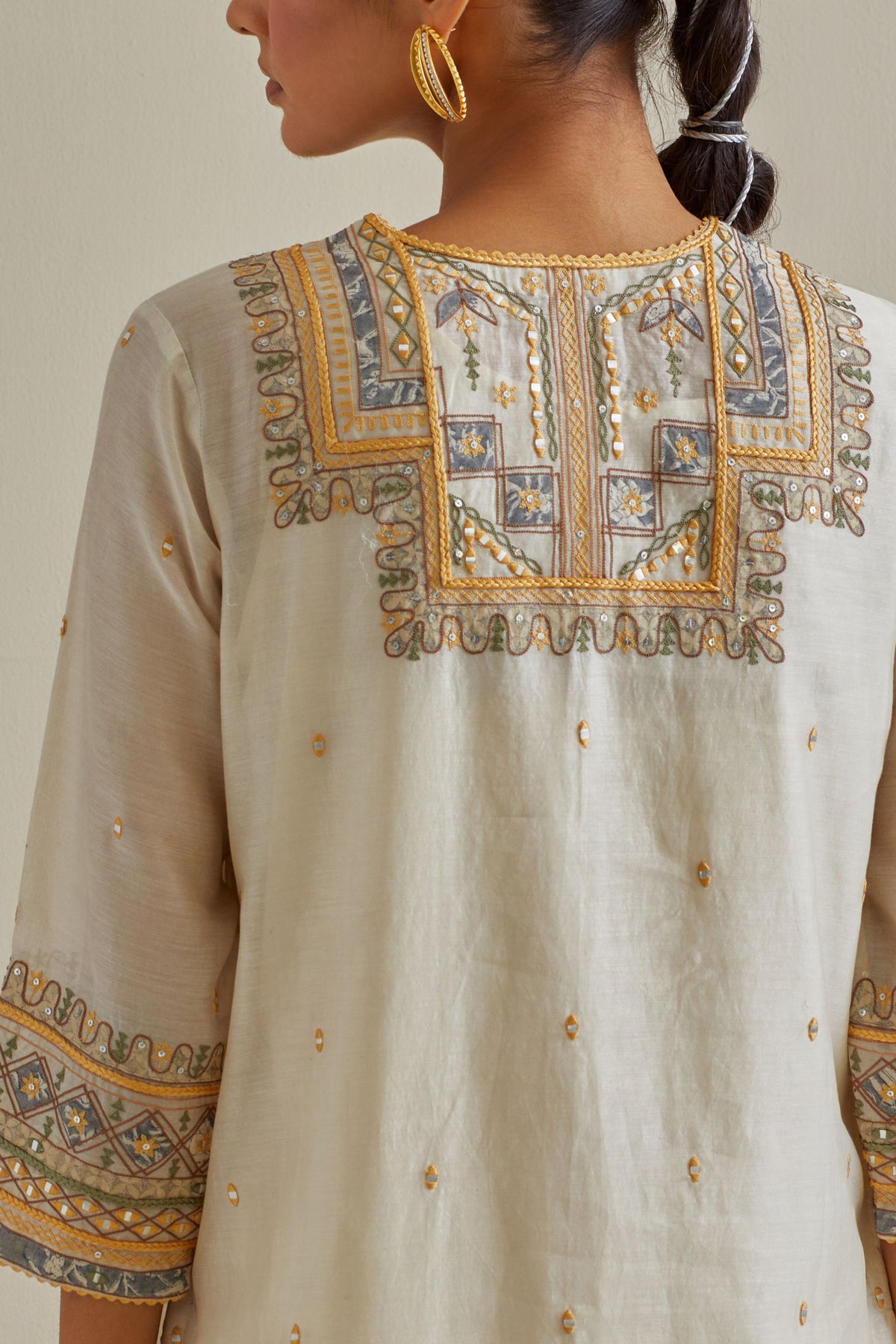 Yellow Chanderi Straght Kurta Set