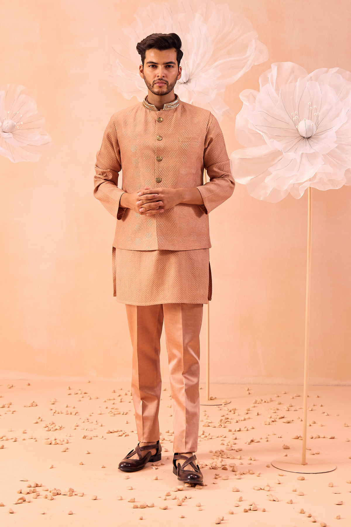 Rose Brown Nehru Jacket Set