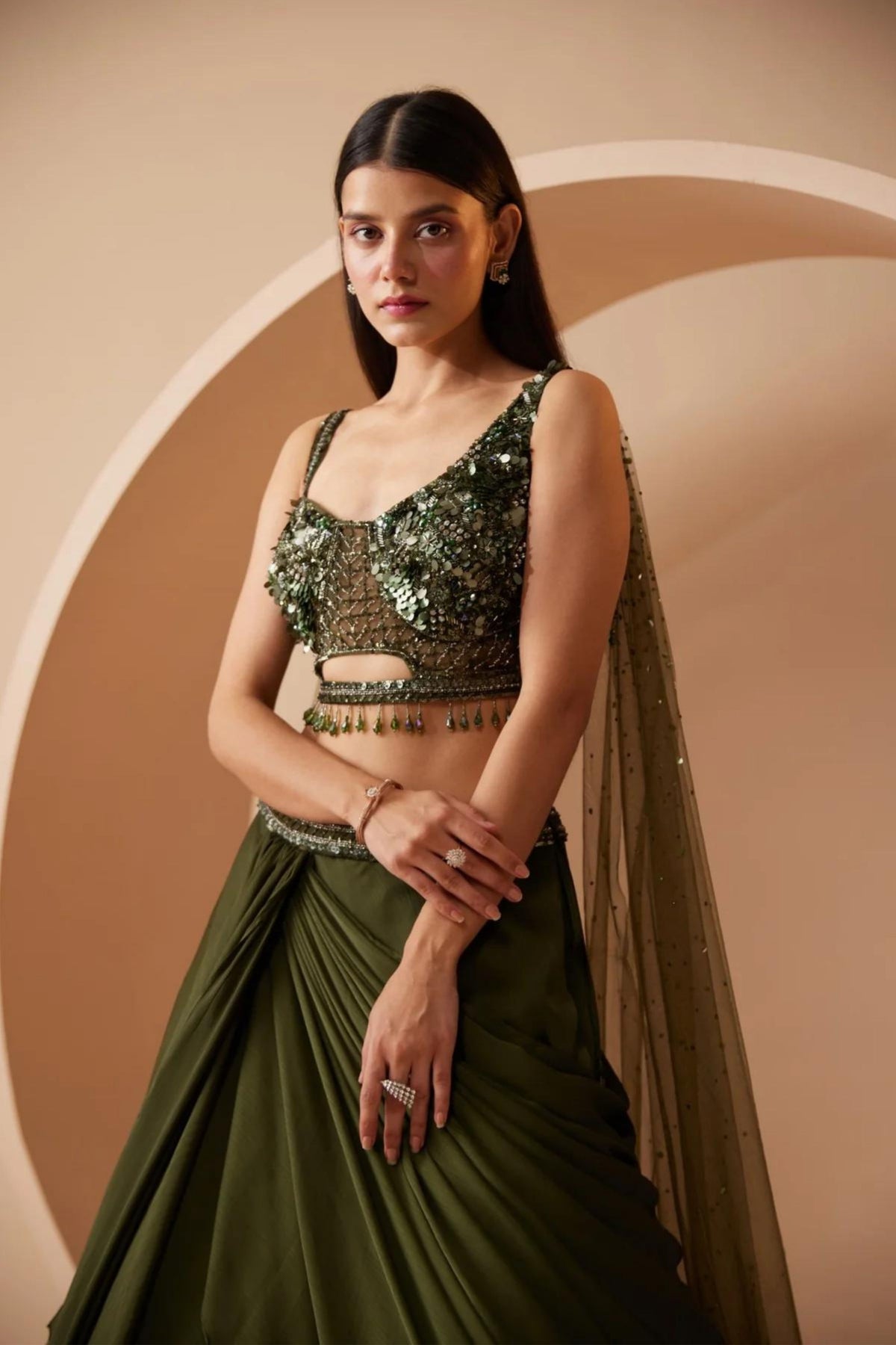 Jamiee Olive Lehenga Set