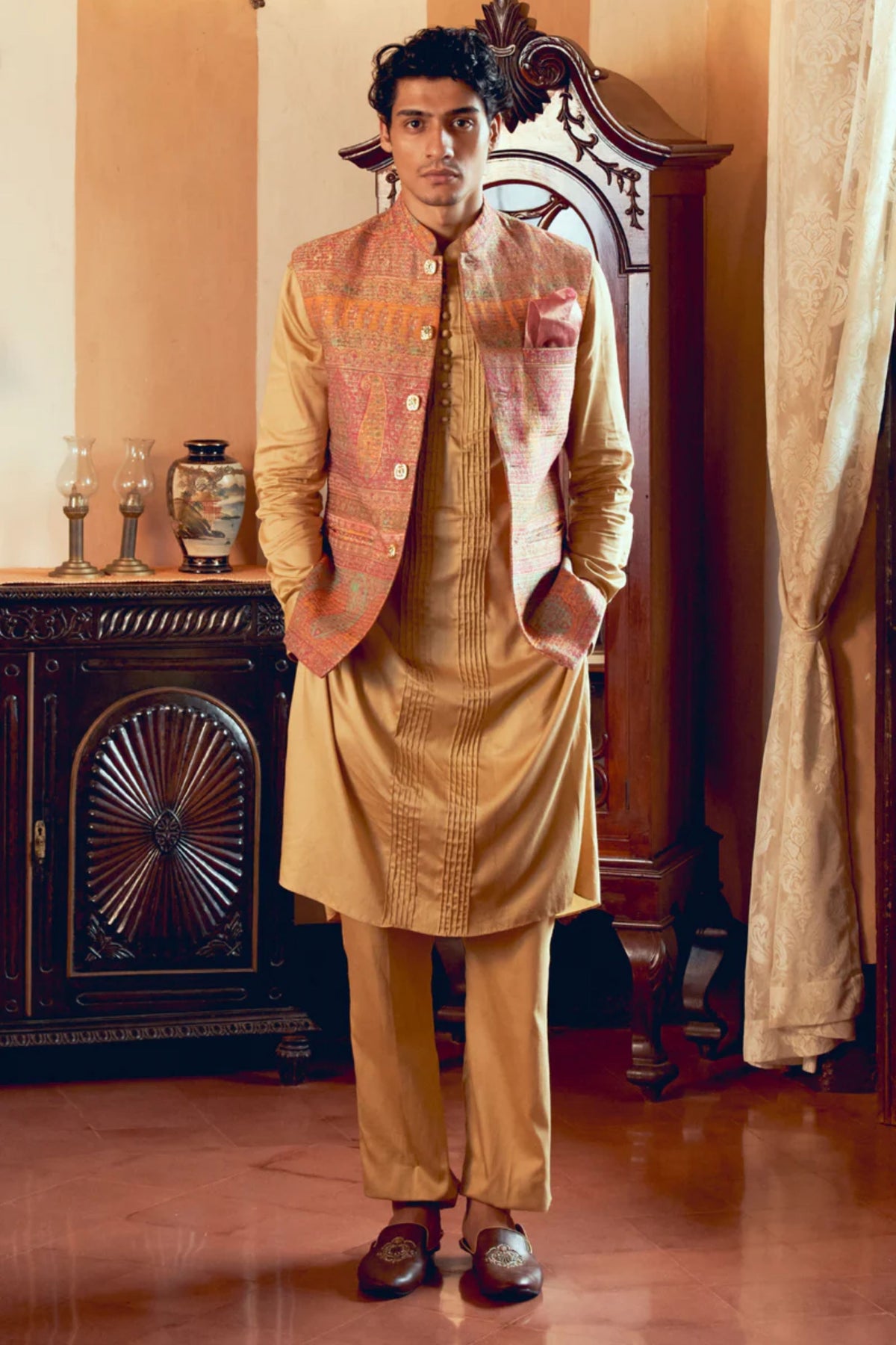 Multicolored Banarasi Nehru Jacket