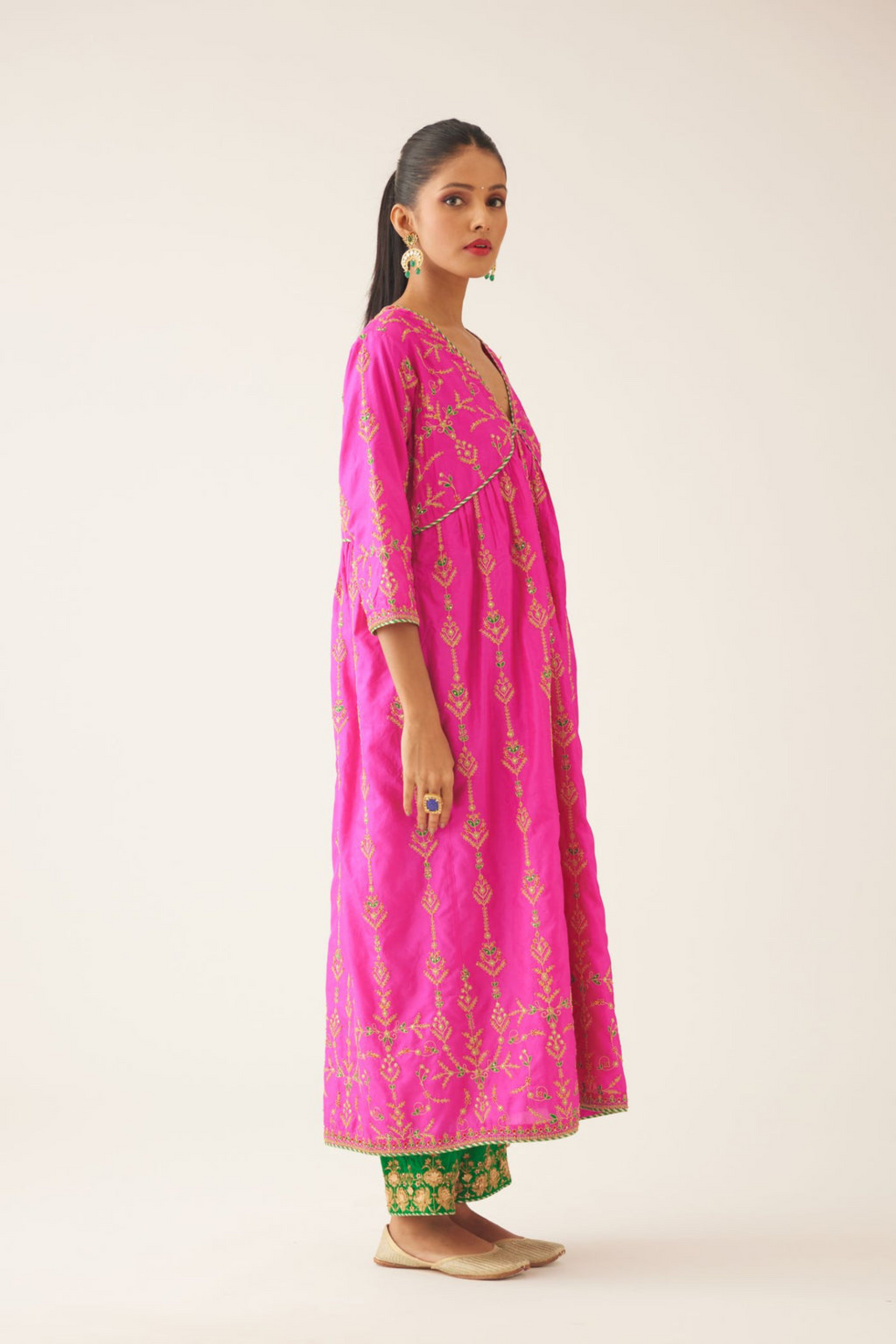 Fiji Fuchsia Silk Kurta Set