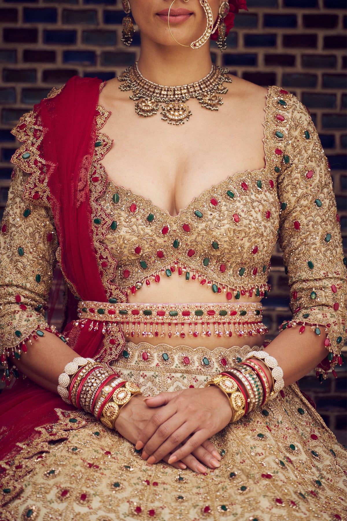 Golden  Tissue Lehenga Choli Set