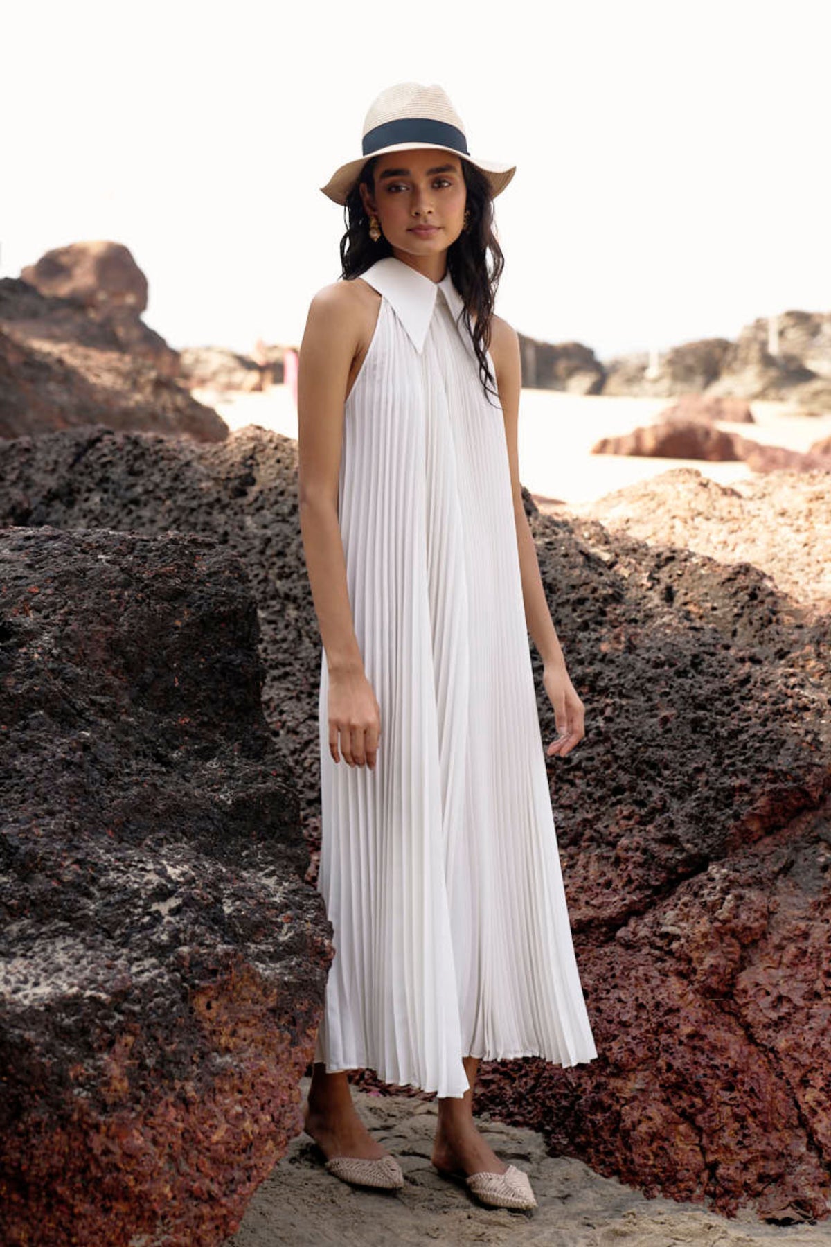 White Pleated Dress