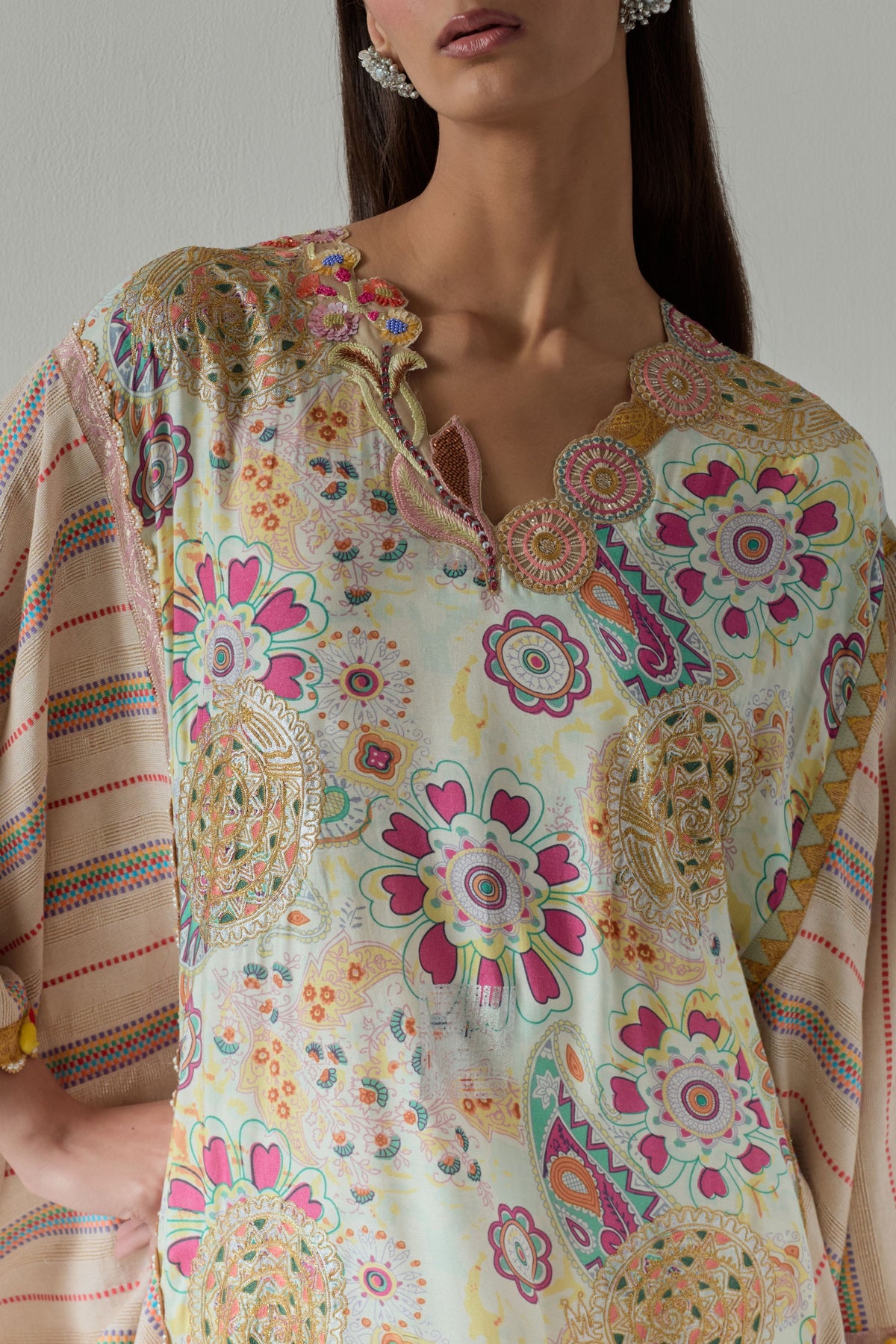 Printed White Kaftan