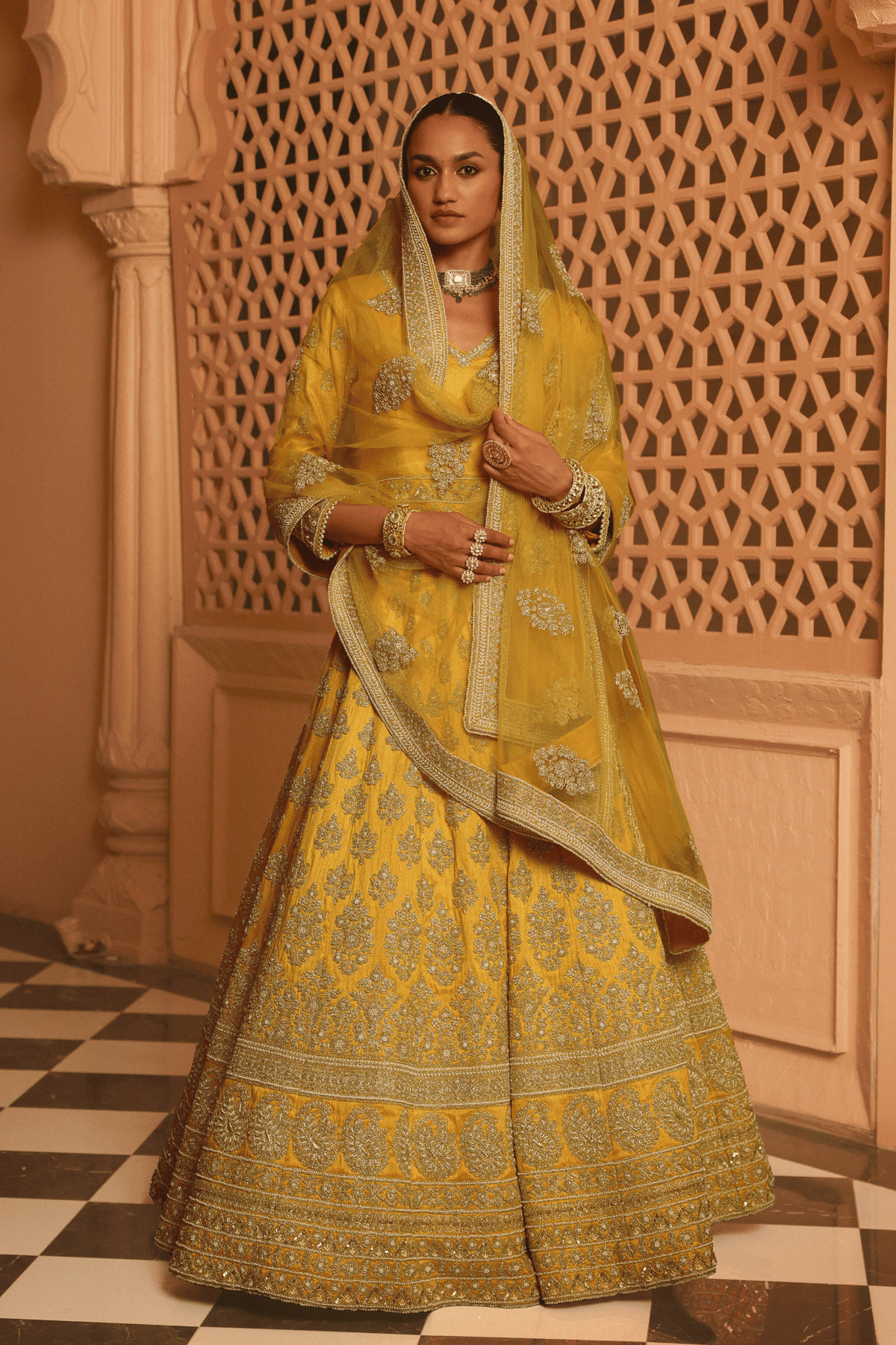 Noorali Mustard Lehenga Set