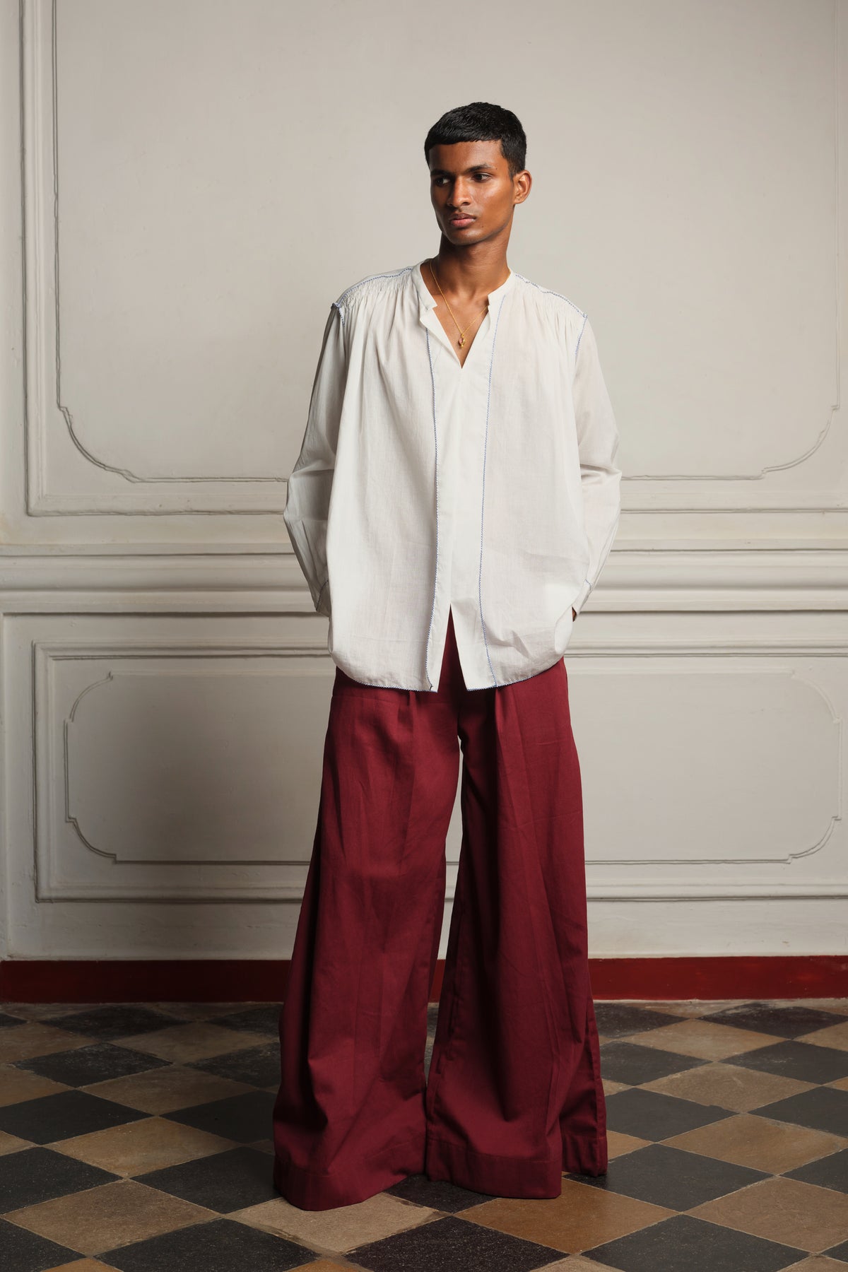 Cotton voile shirt with trousers