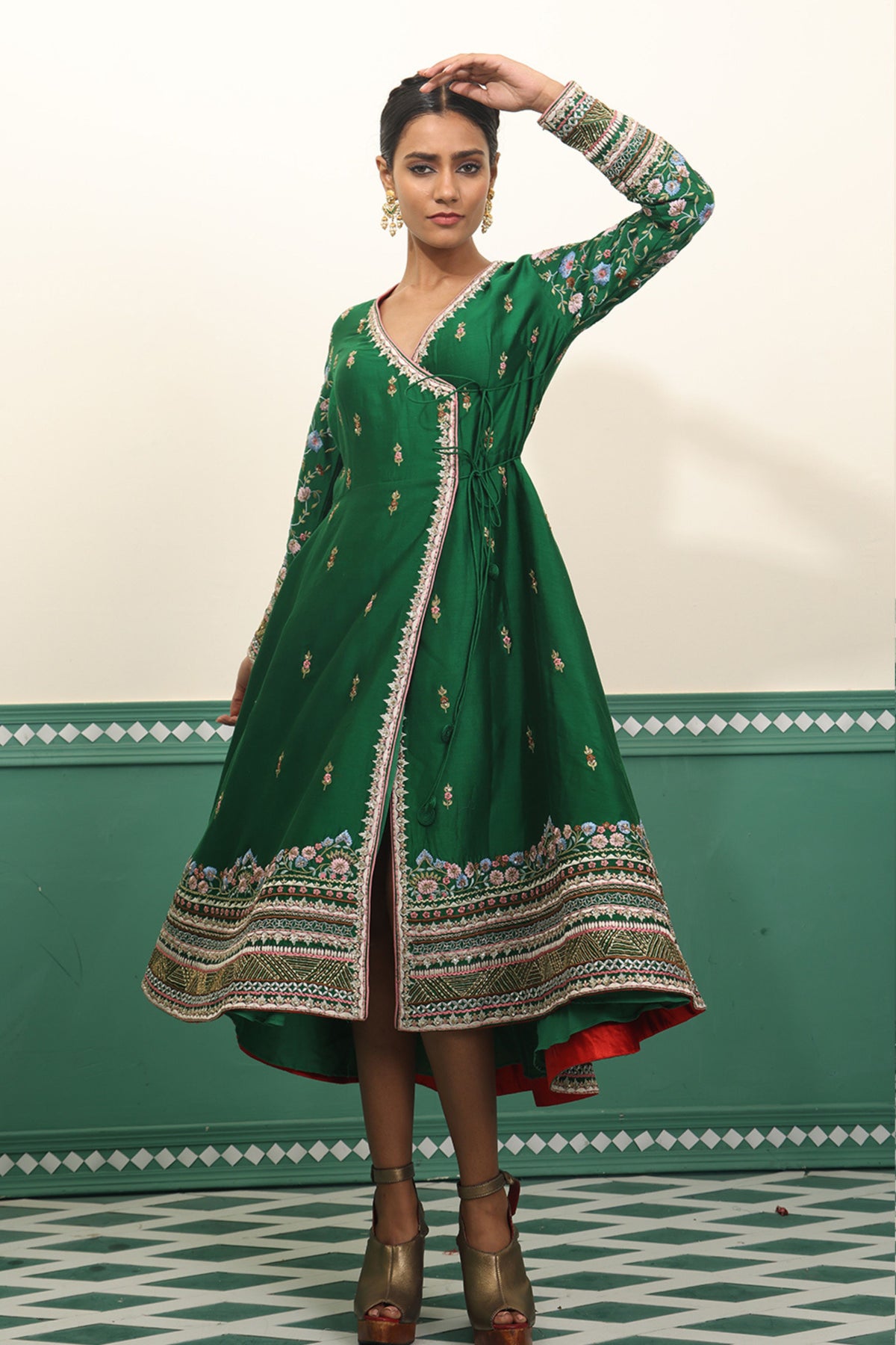 Green Angrakha Anarkali