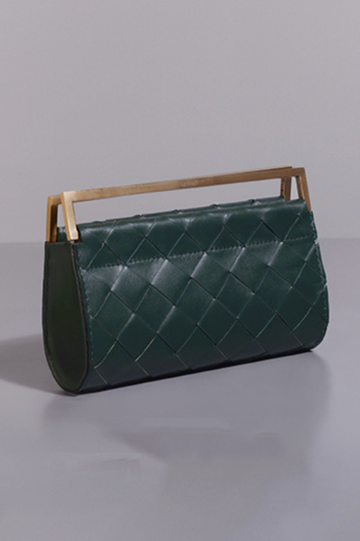 Green Woven Foldover Clutch