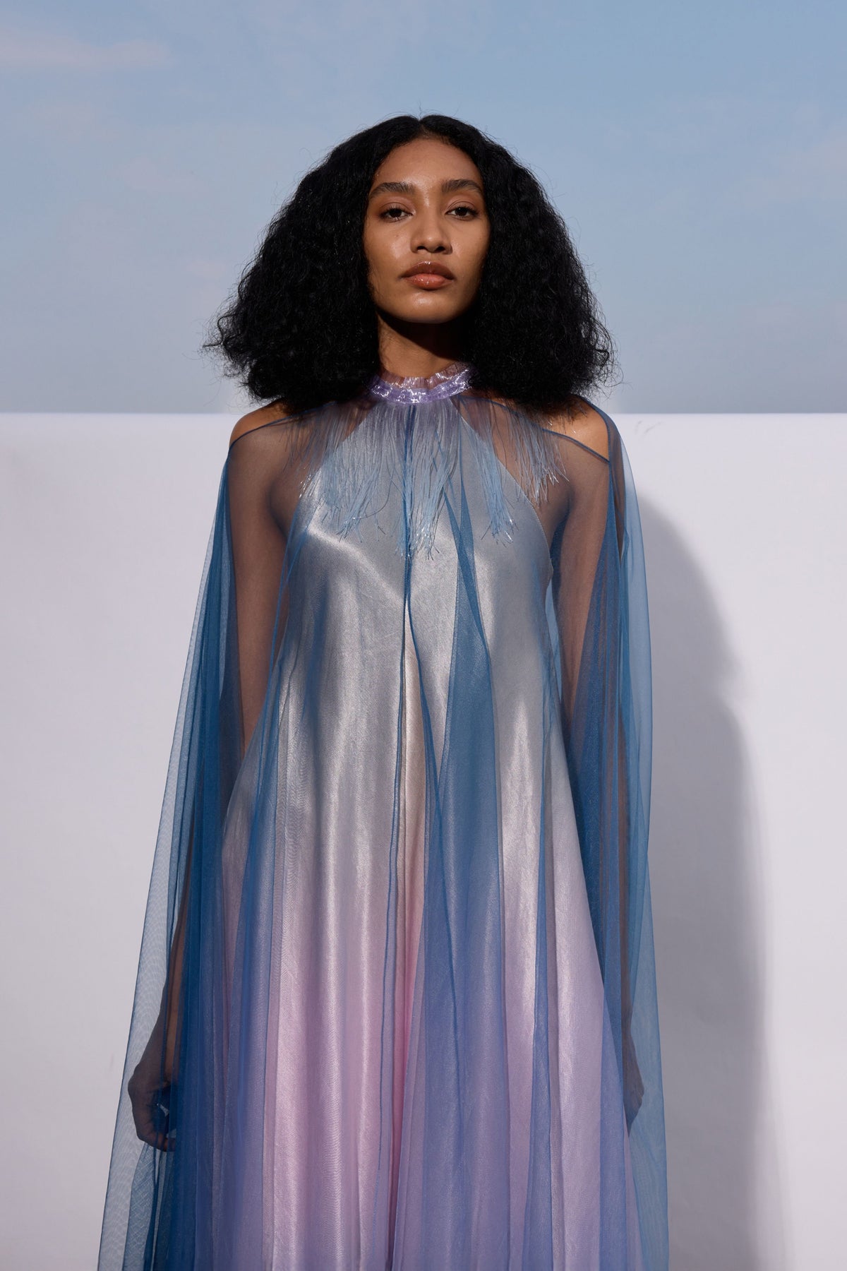 Satin Overlay Kaftan Dress