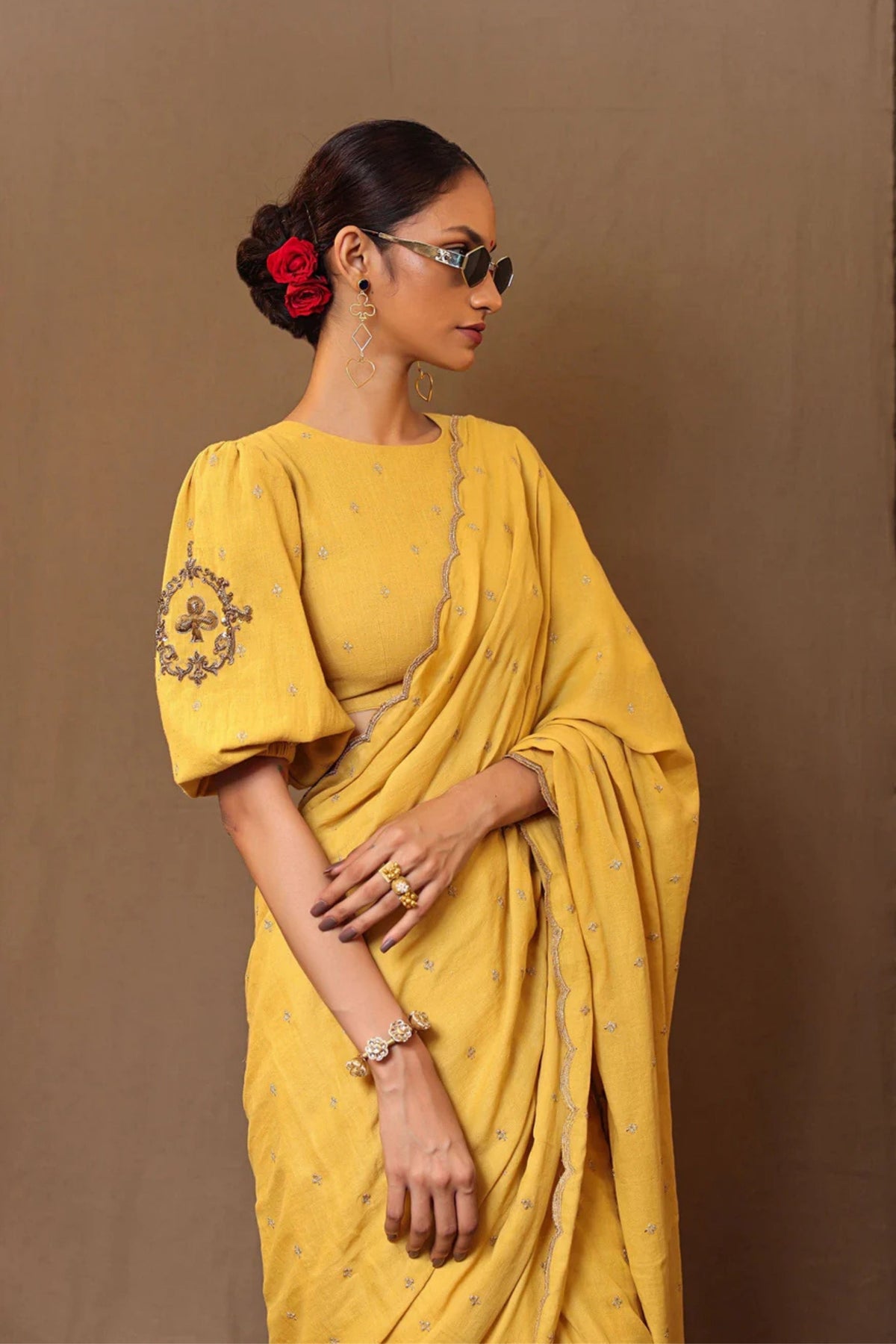 Mustard Saree Set