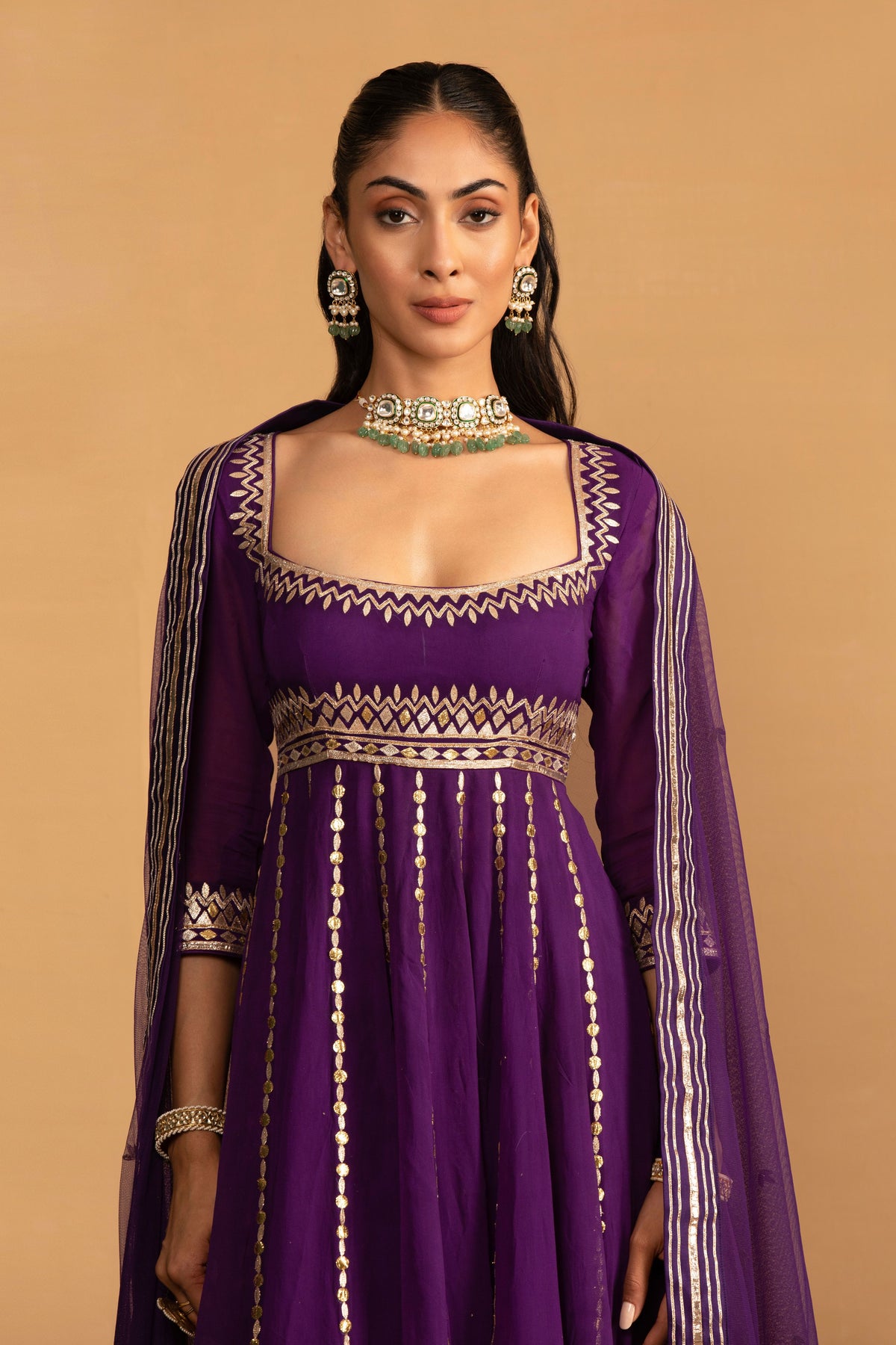 Purple Anarkali Set