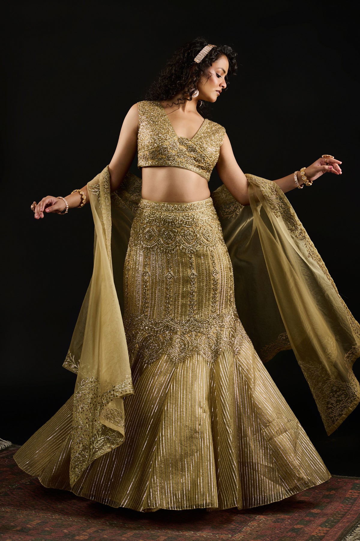 Amani Golden Lehenga Set