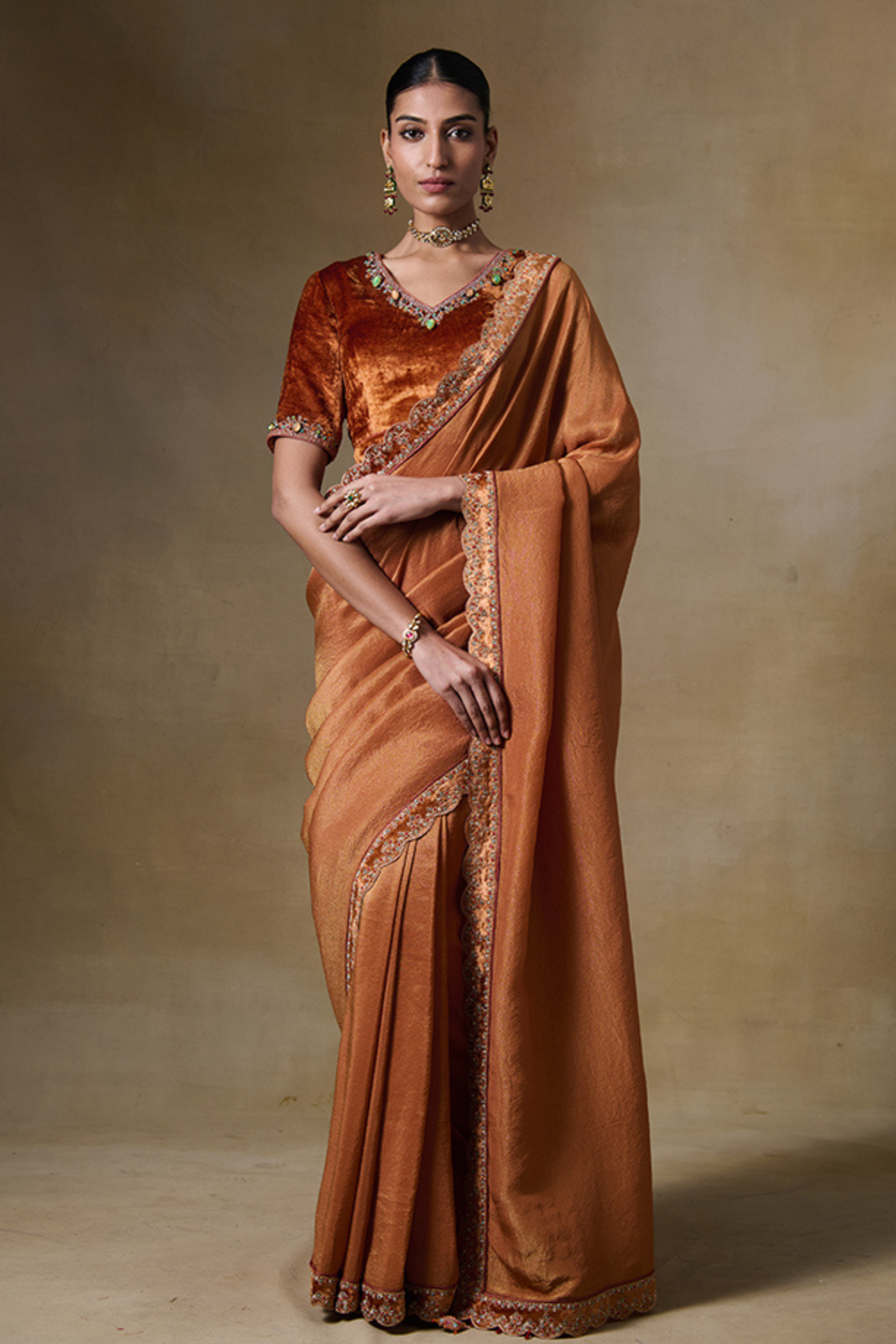 Alam Saree in Orange