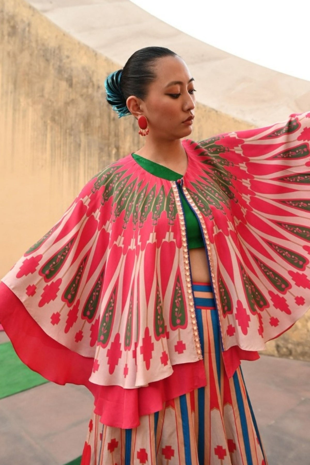 Ivory Red Kilim Lehenga Set