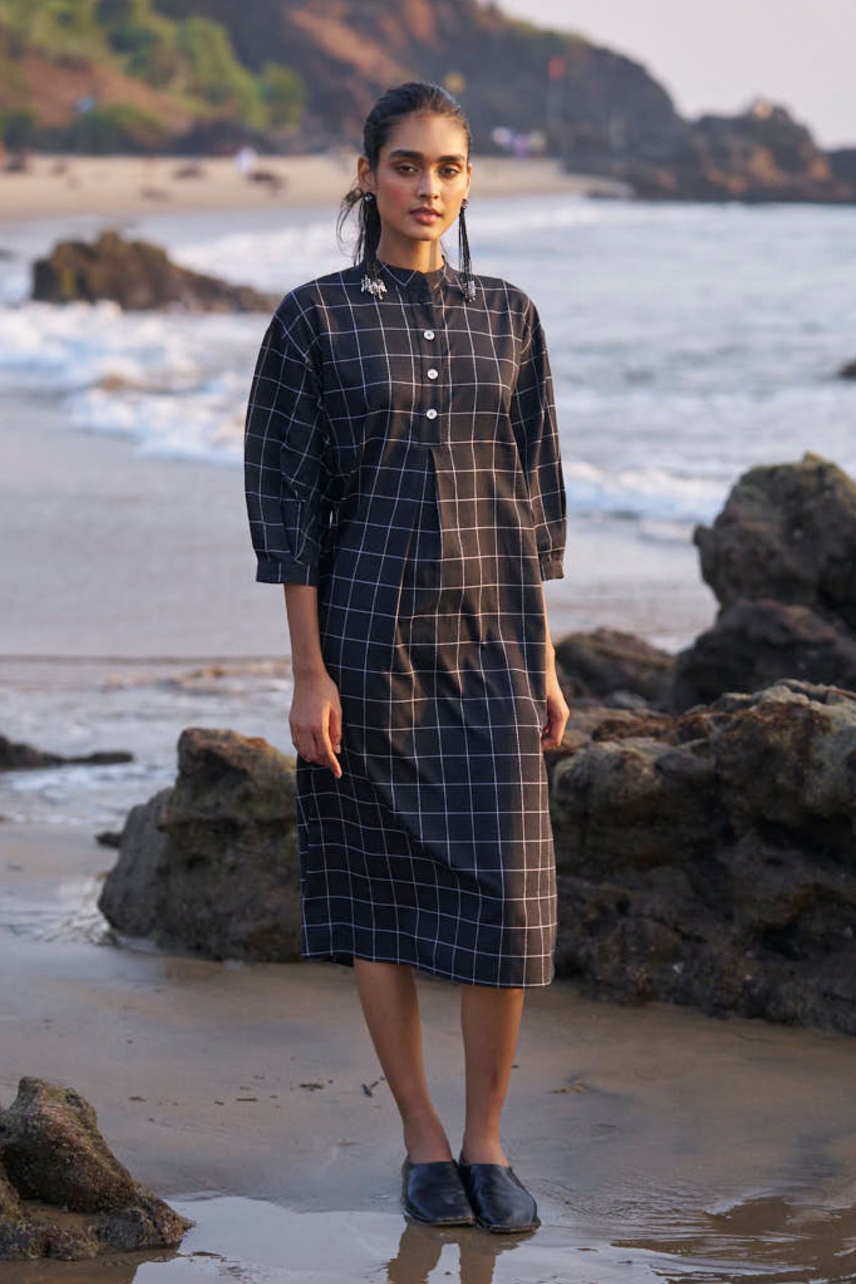 Back Twist Shirt Dress