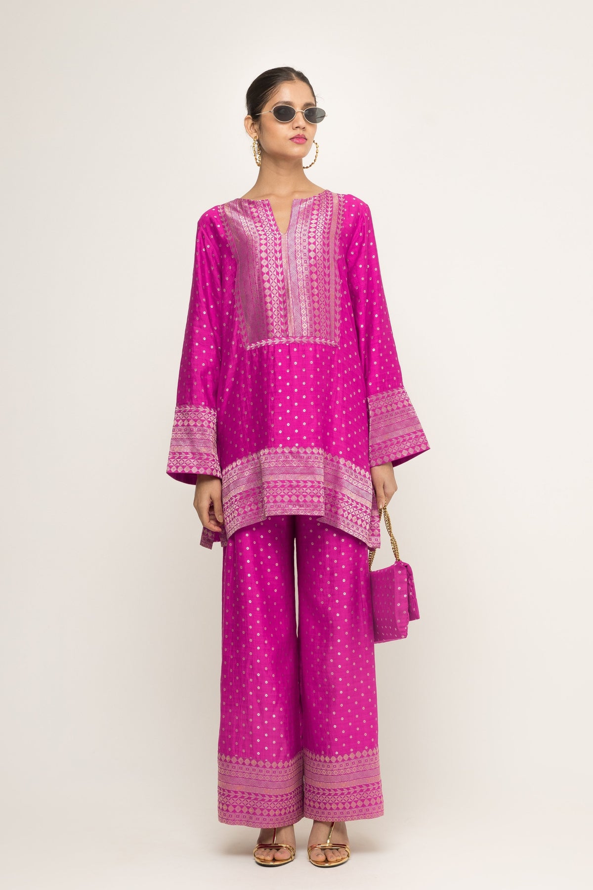 Sitara Dotted Pink Tunic Set