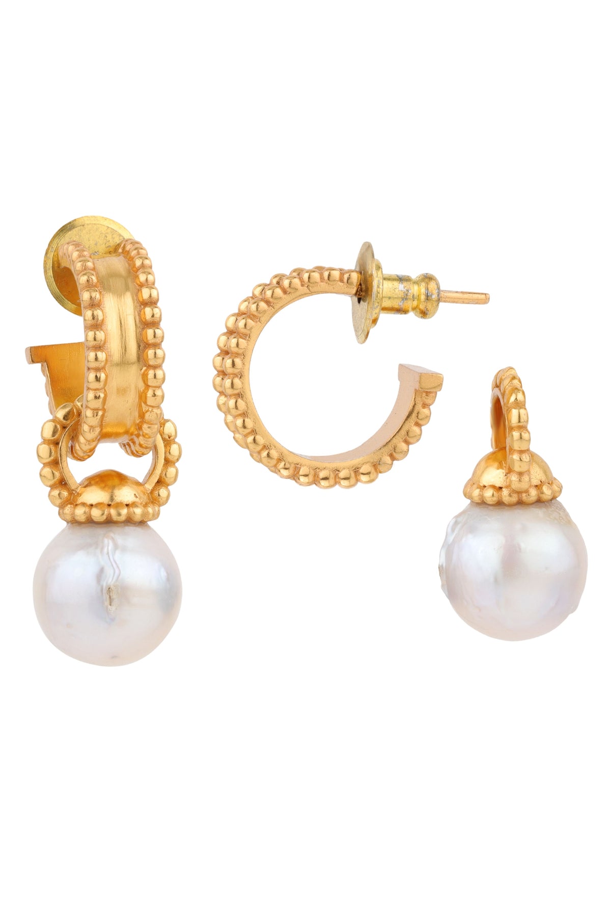 White Oyster Baroque Hoops Earrring