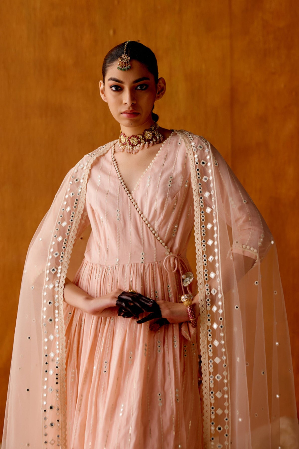 Blush Pink 3 Diamond Anarkali Set